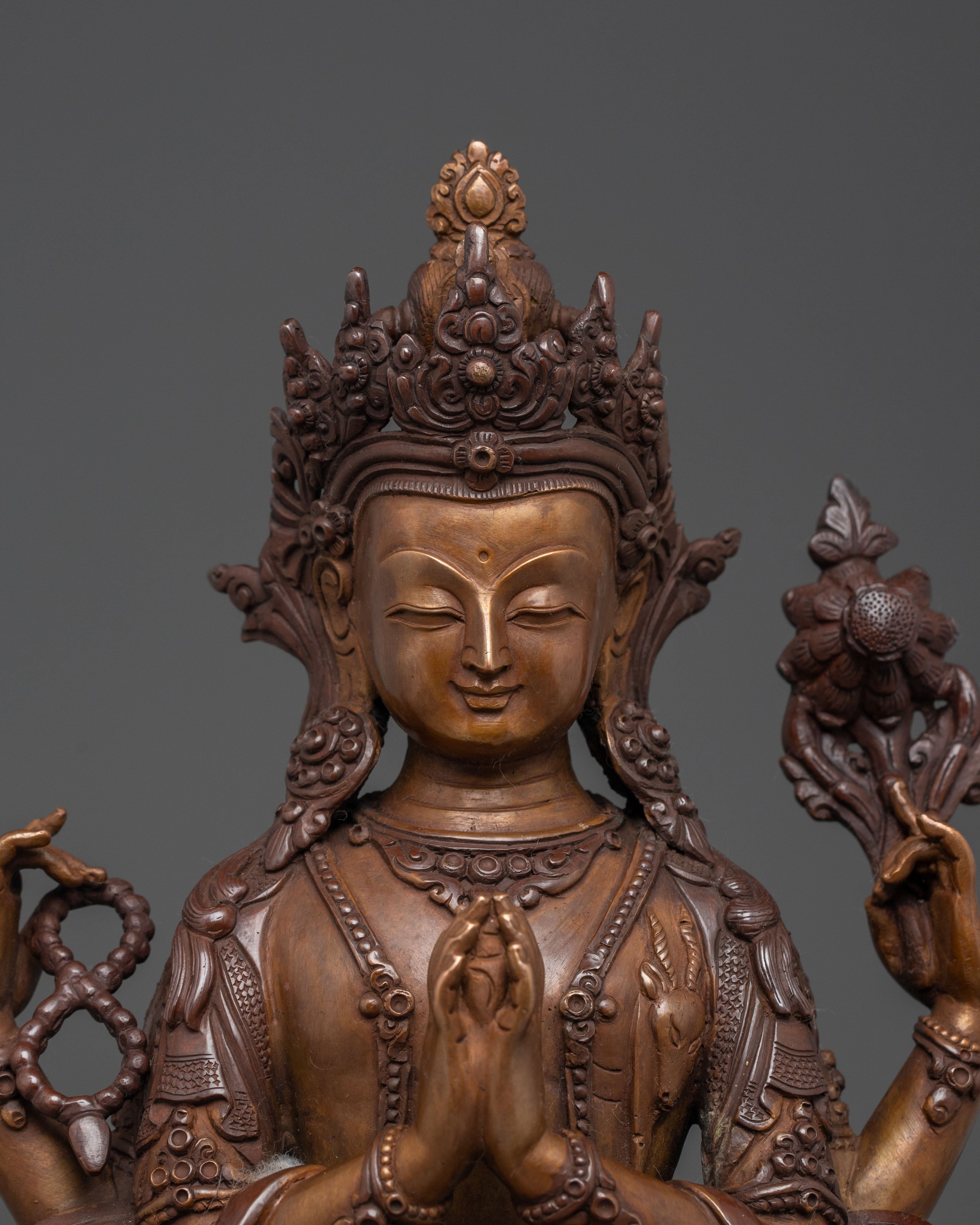 Handcrafted Compassionate Bodhisattva Avalokiteshvara Statue | Deity of Mercy and Peace