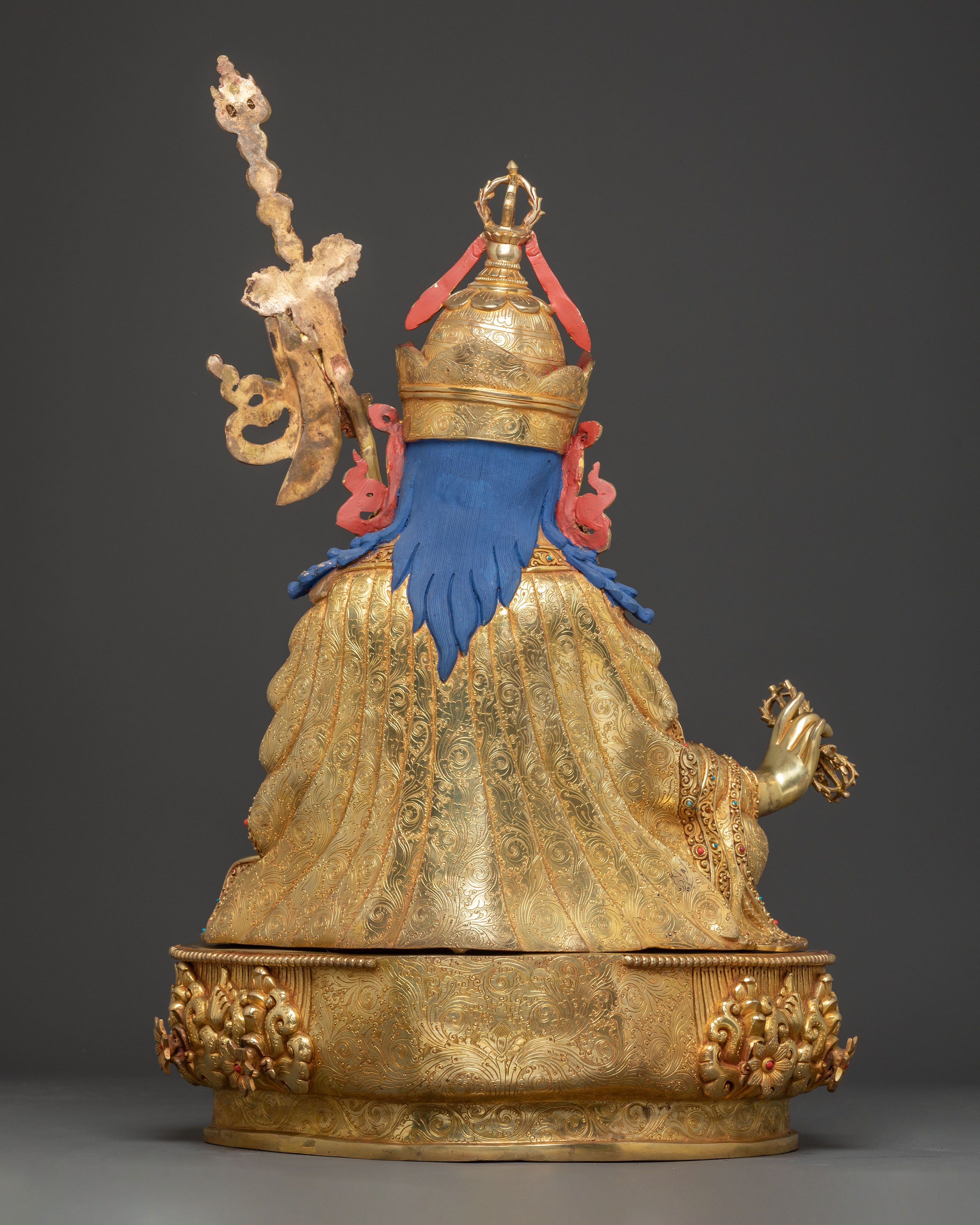 Handmade Golden Statue of Guru Rinpoche Lotus Born Guru