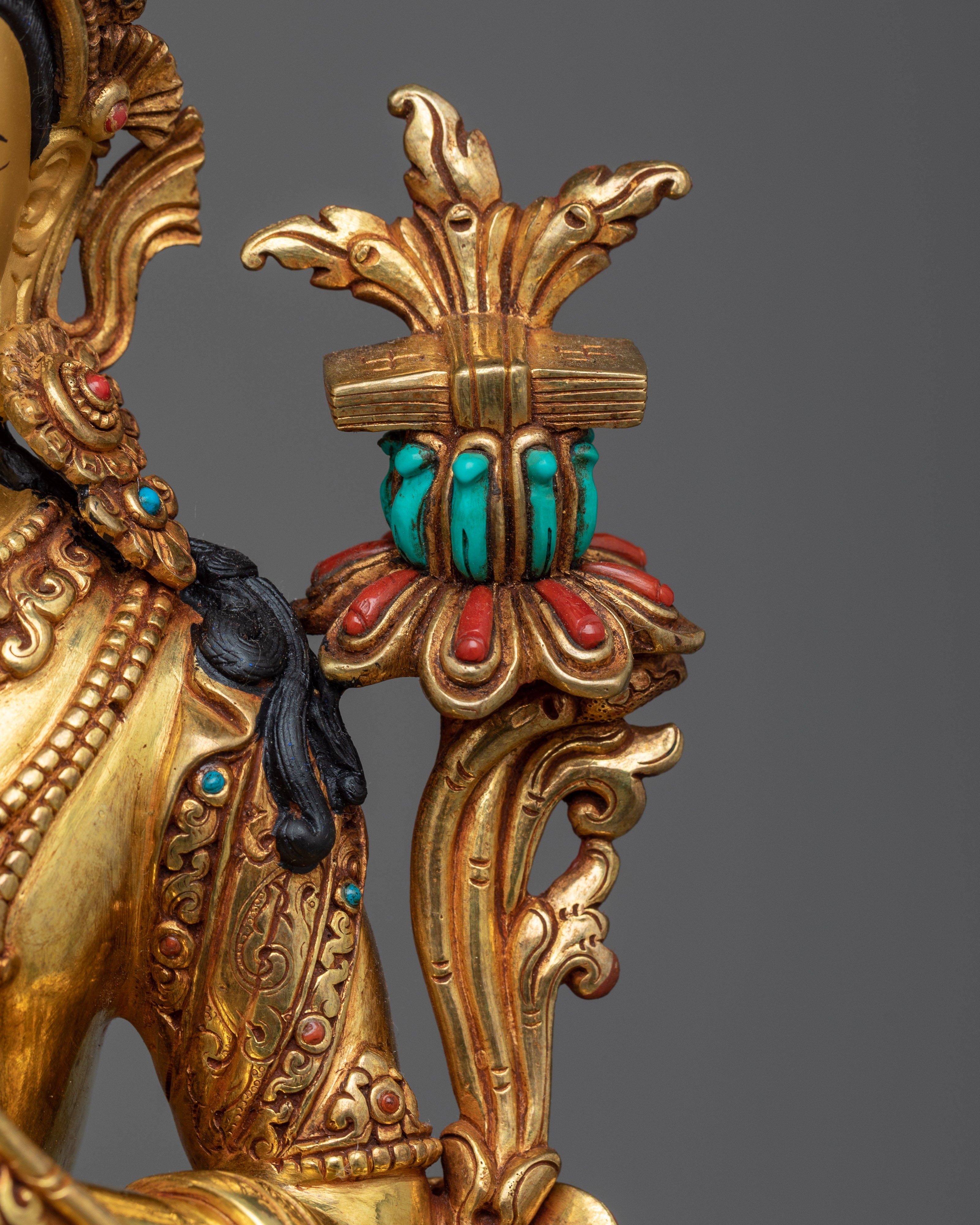 Manjushri on Lion Statue | Bodhisattva Wisdom Deity