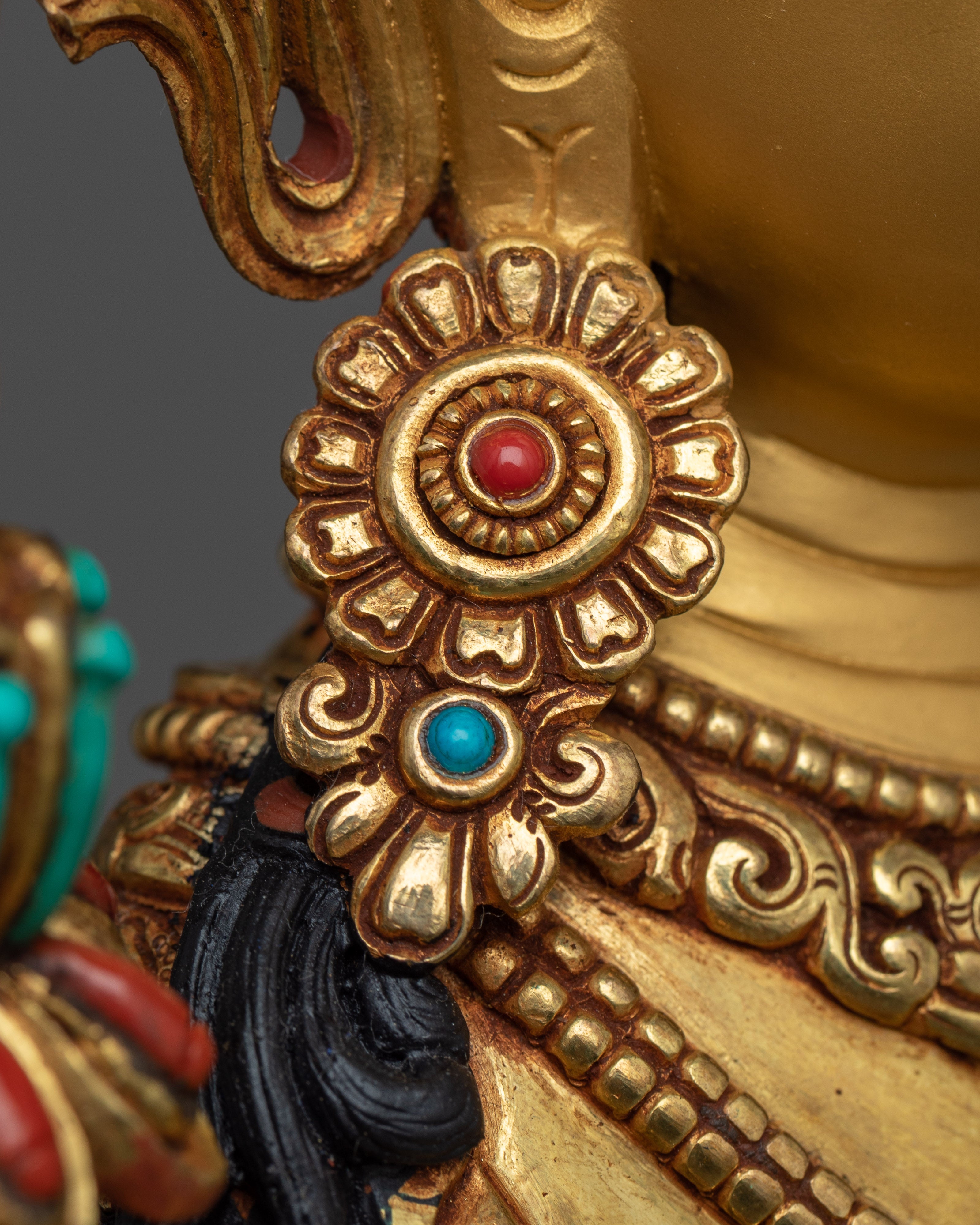 Manjushri on Lion Statue | Bodhisattva Wisdom Deity