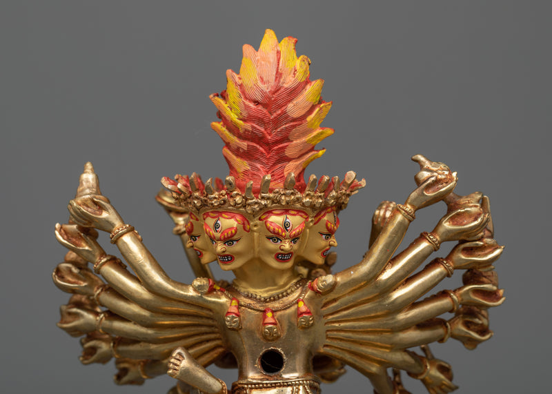 Hevajra Statue | 24k Gold Gilded Copper | Spiritual Shrine Centerpiece