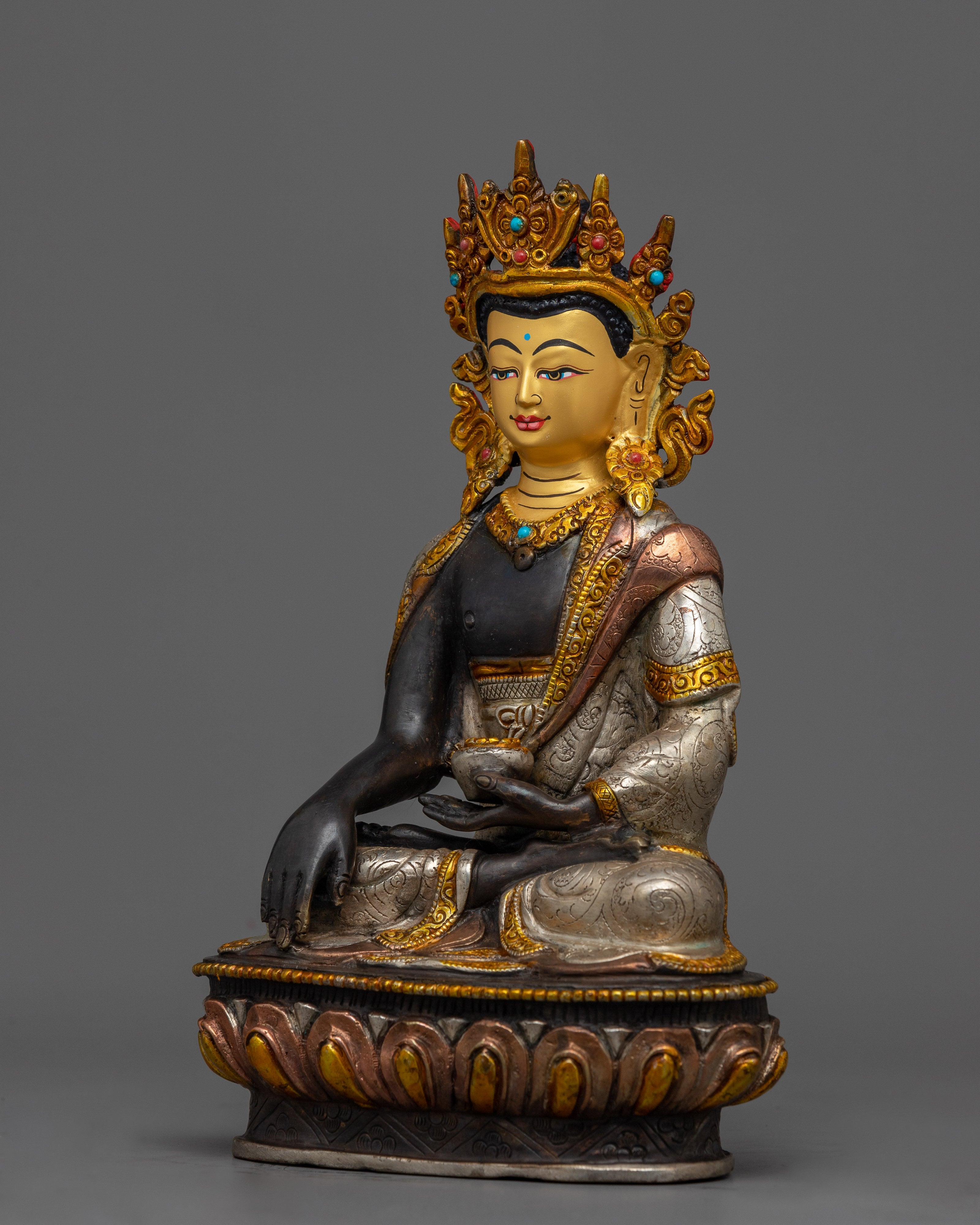 Shakyamuni Buddha Statue 9 Inch | Crowned Siddhartha Gautam