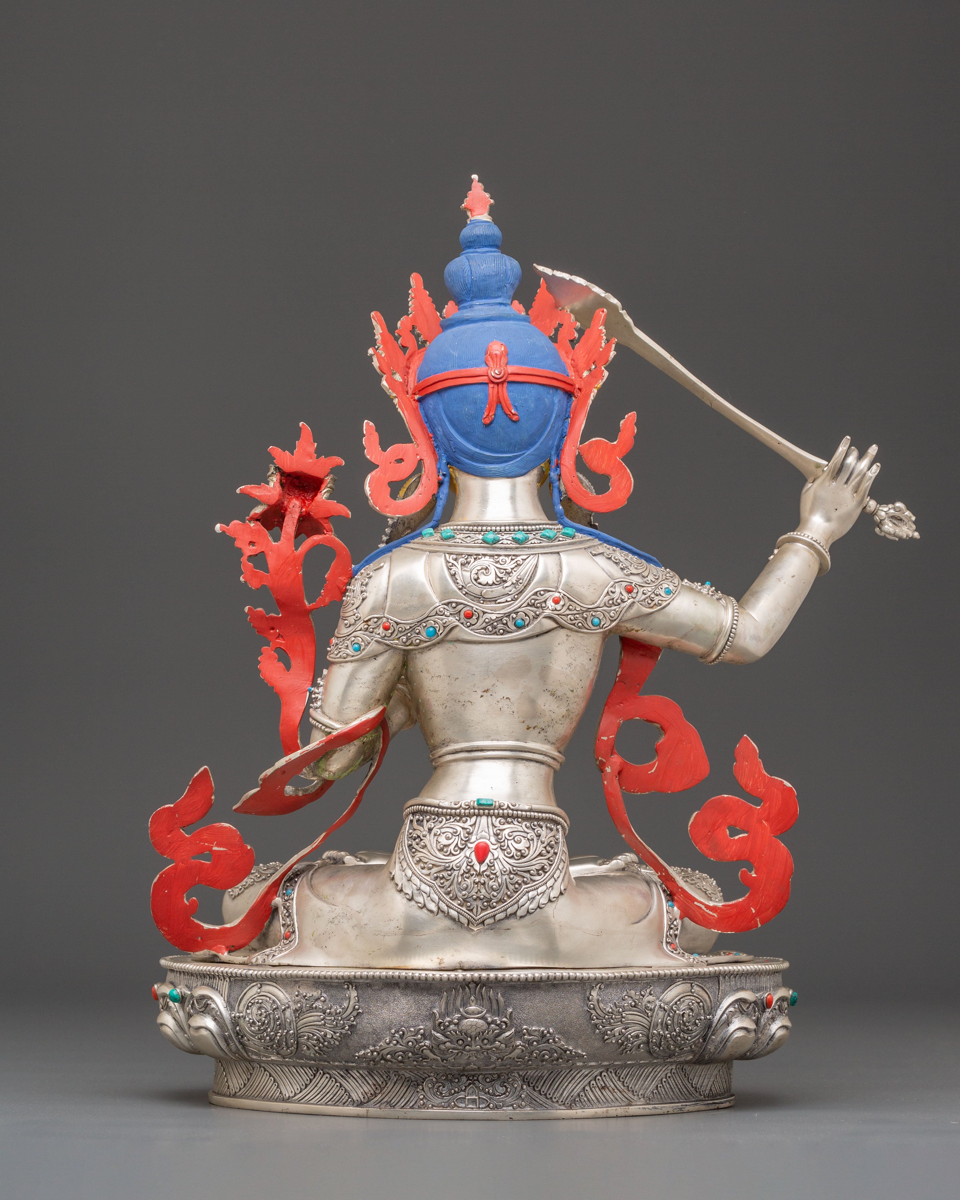 Silver Manjushri Statue | Bodhisattva of Supreme Wisdom