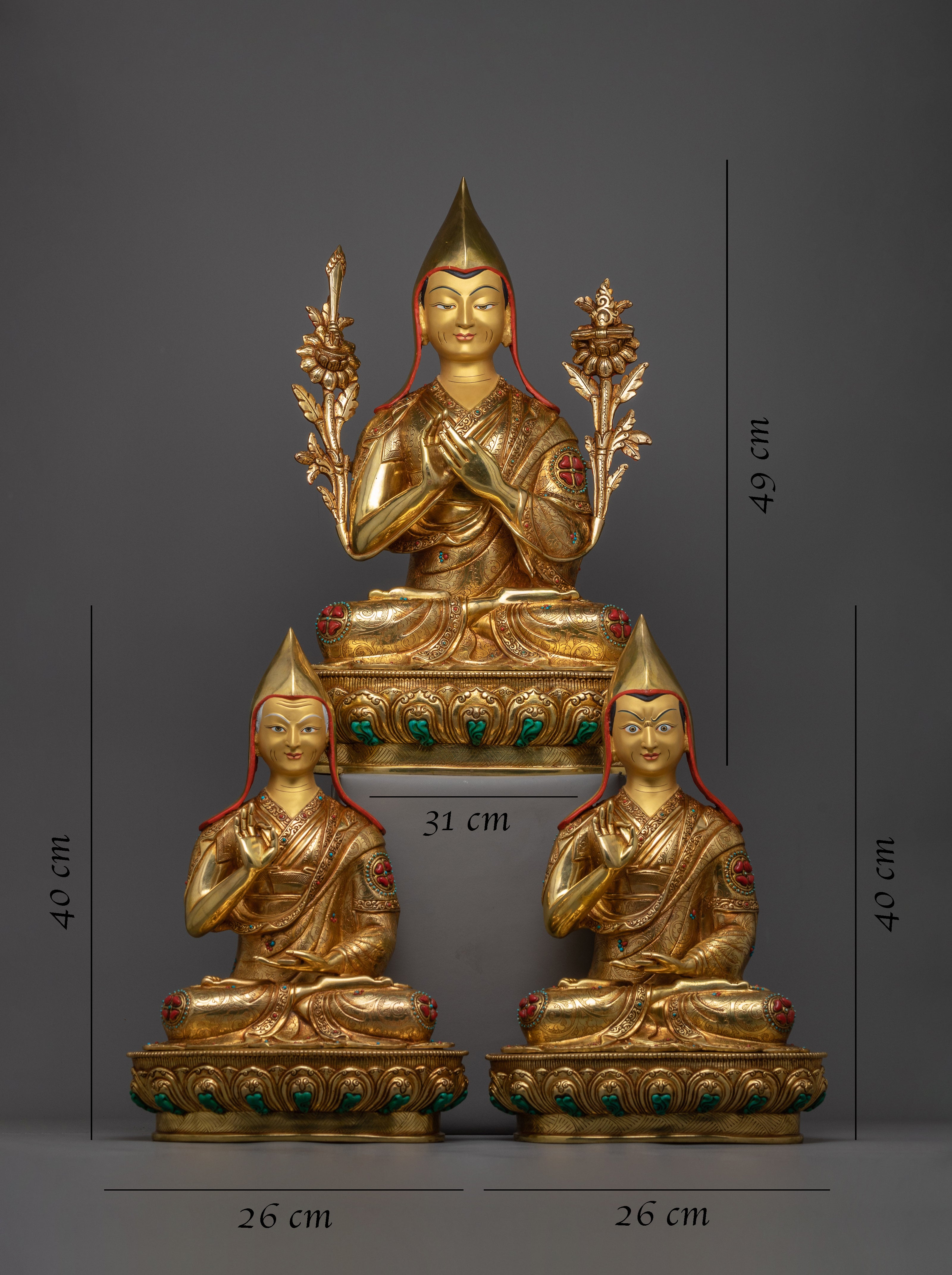 Tsongkhapa and His Disciples Statue Set | High Quality Handmade Work of Art
