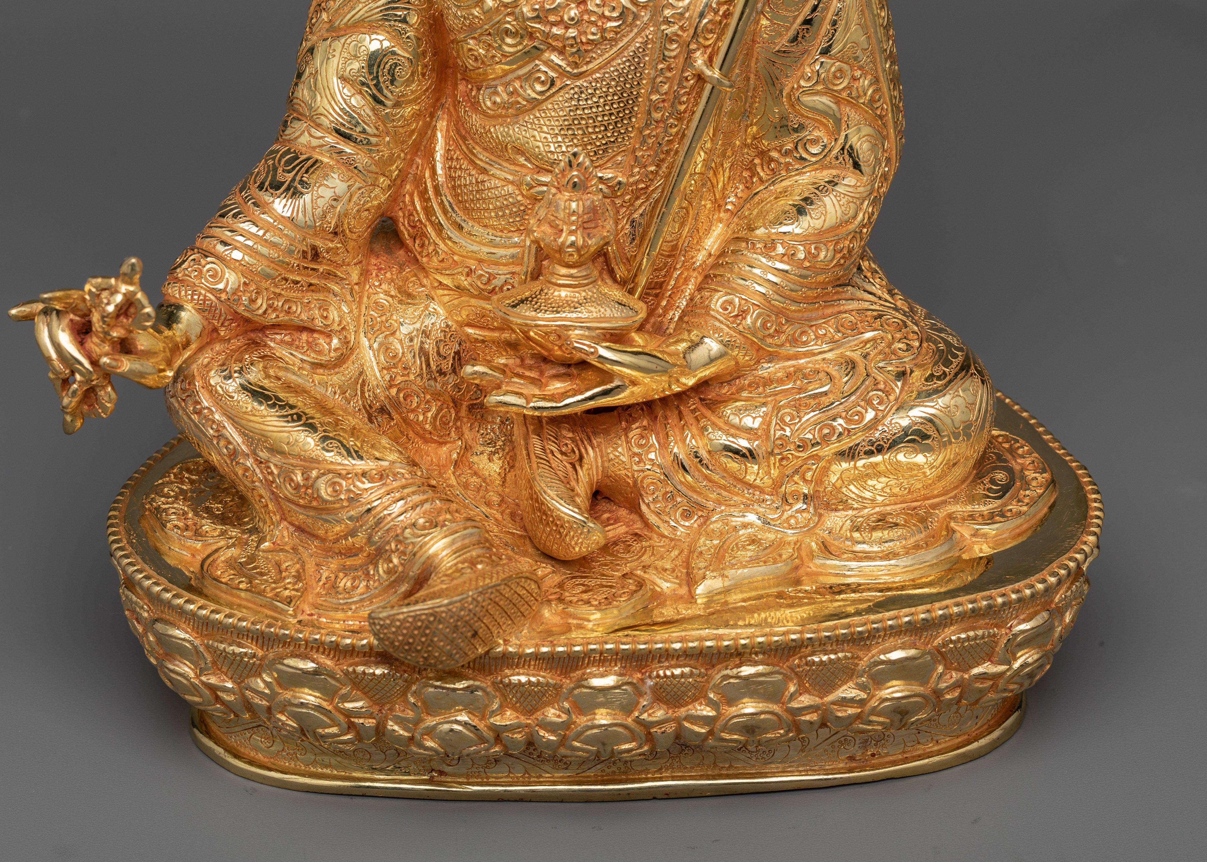 Guru Rinpoche Golden Statue | 24k Gold Gilded Work of Art