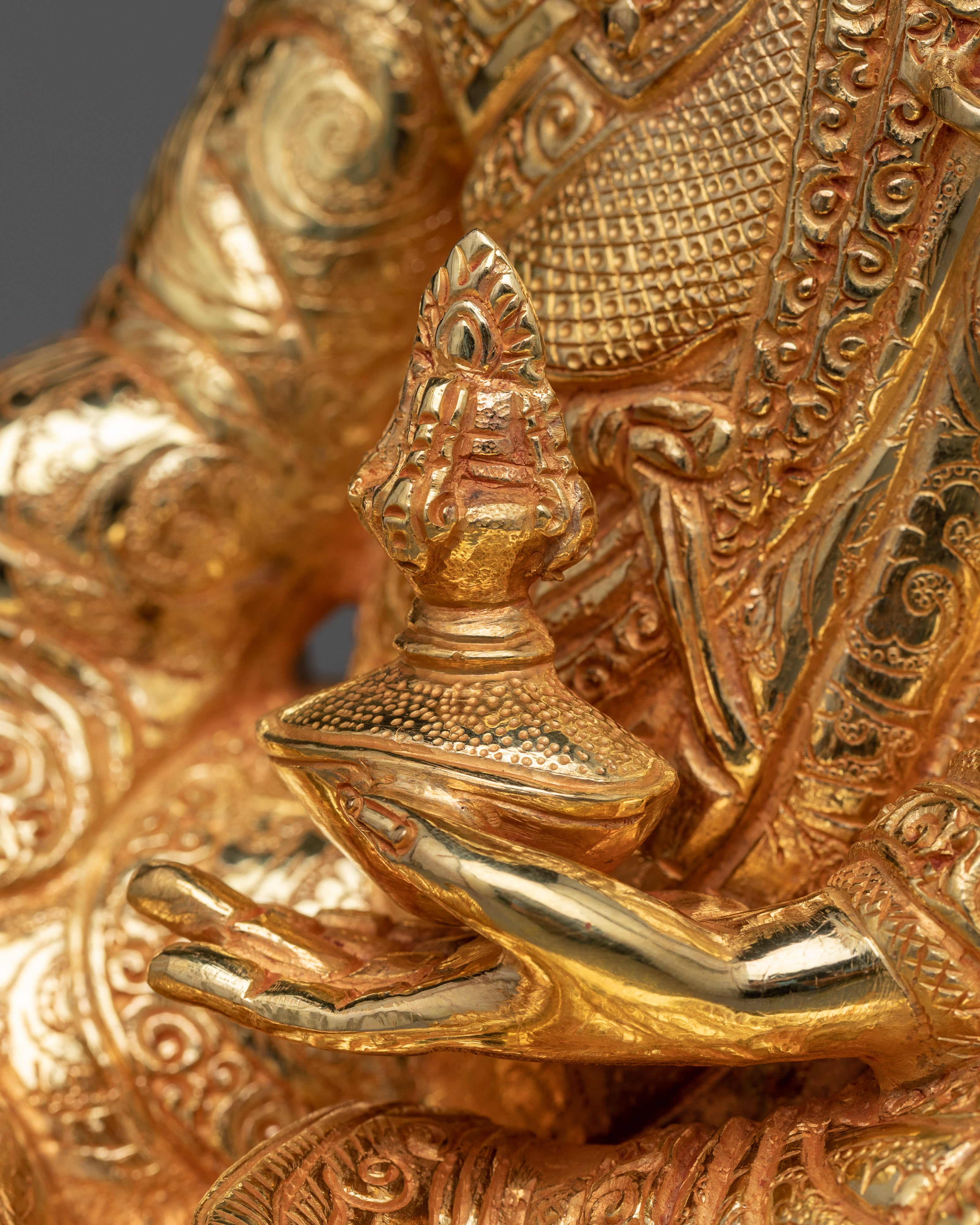 Guru Rinpoche Golden Statue | 24k Gold Gilded Work of Art