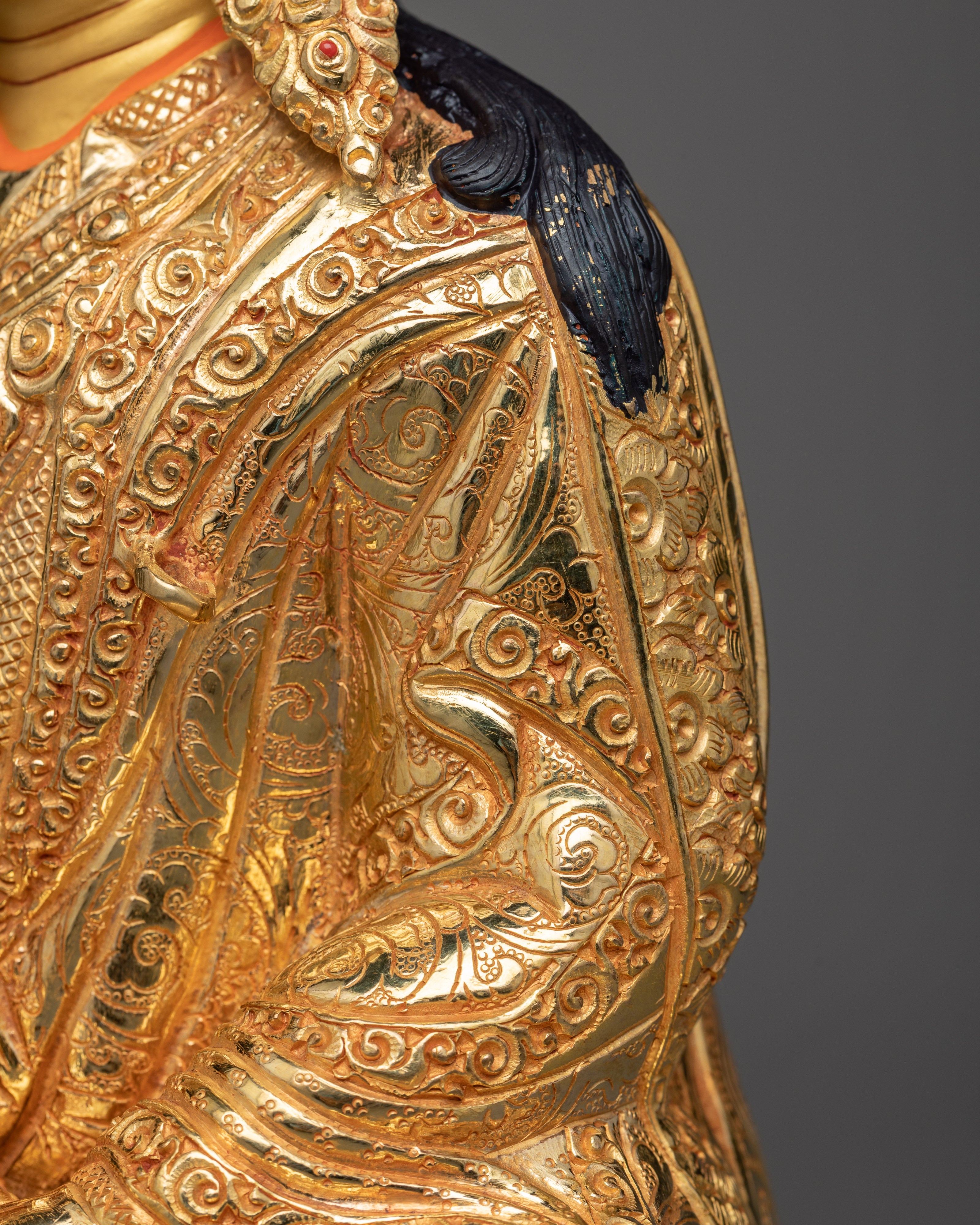 Guru Rinpoche Golden Statue | 24k Gold Gilded Work of Art