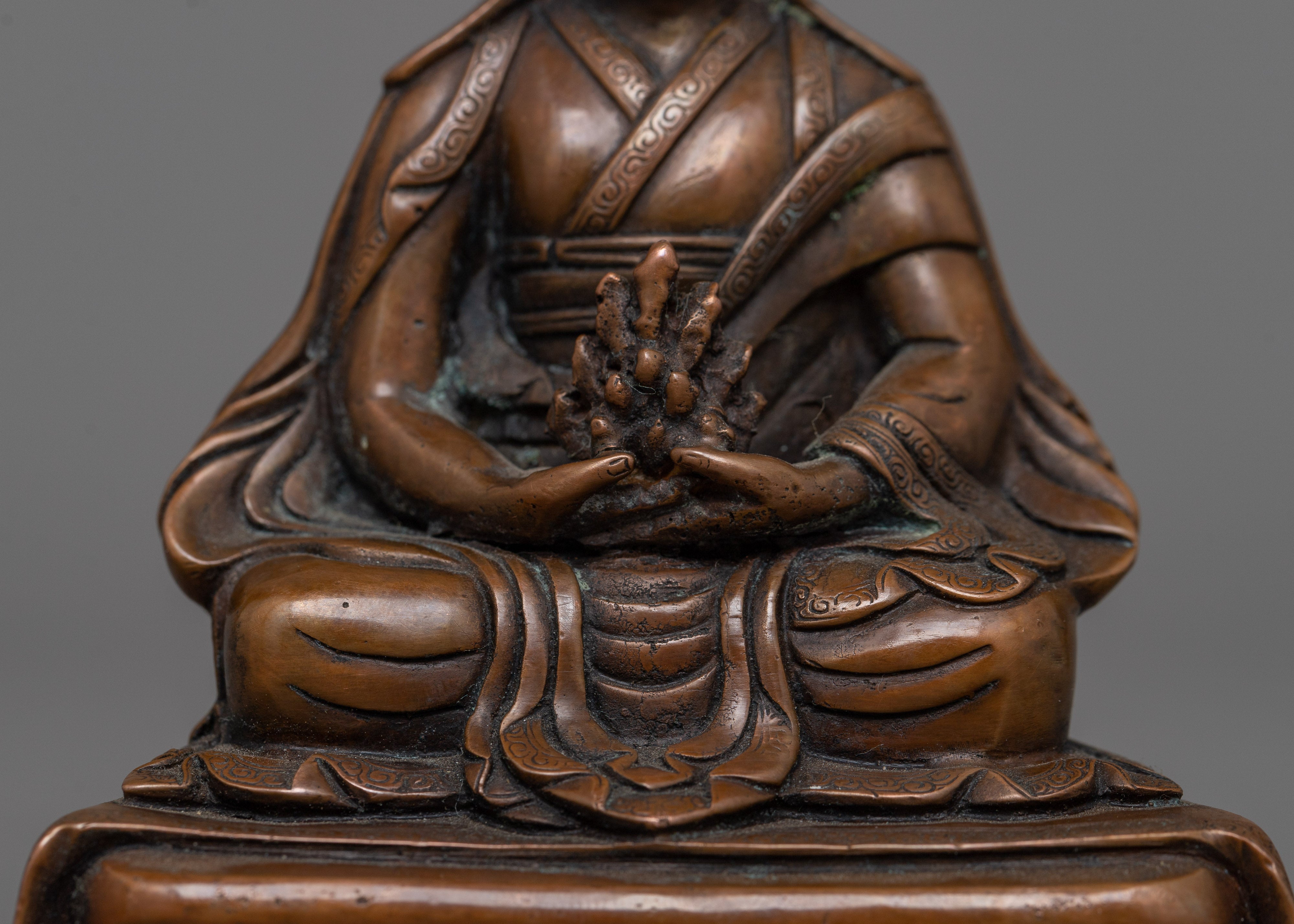 Oxidized Copper Small Gampopa Statue | Beacon of Buddhist Teachings