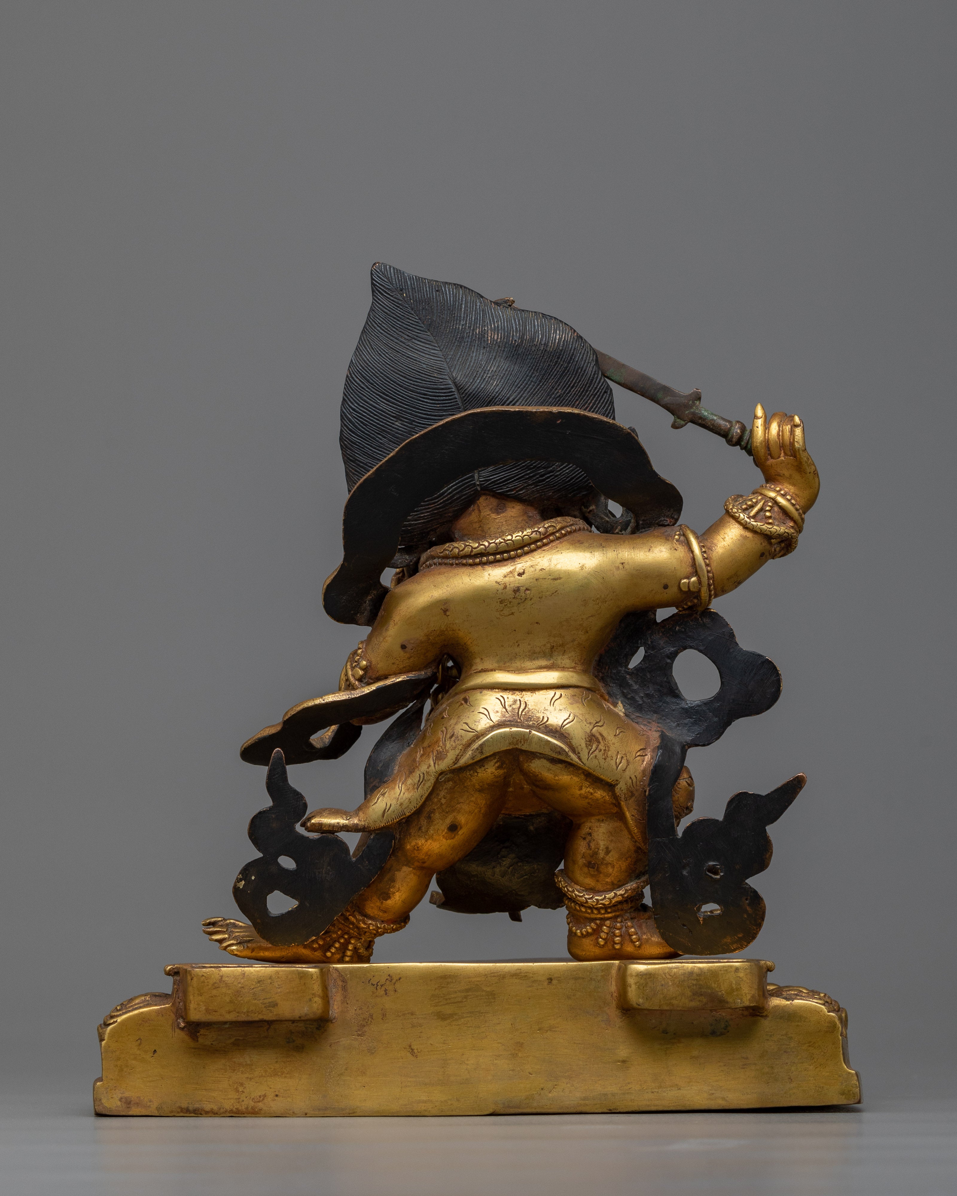 Wrathful Mahakala Statue | 13.3 Inch Dharmapala Antique Finished Sculpture