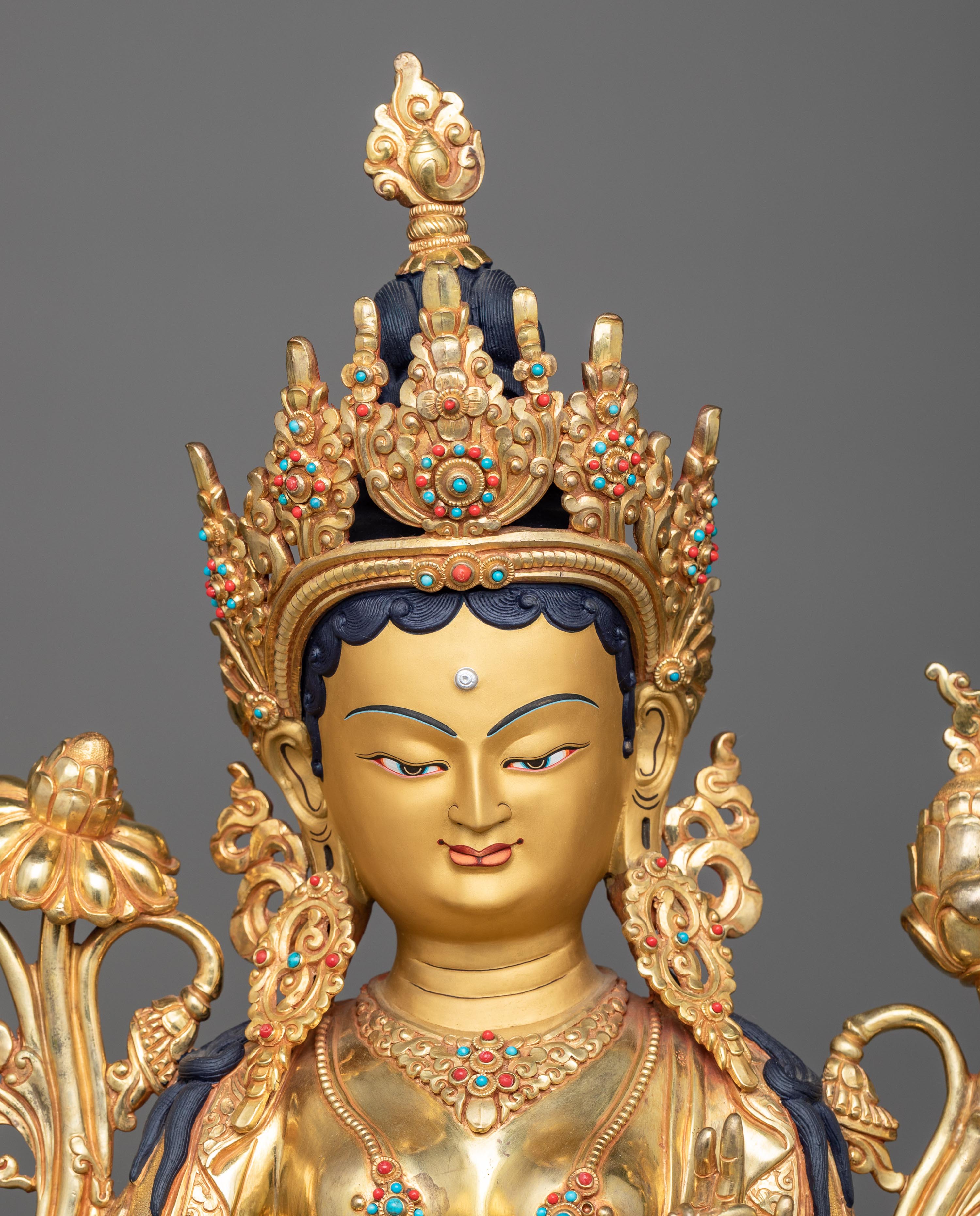 19 Inch Green Tara Statue | Handmade Figure of Female Buddha