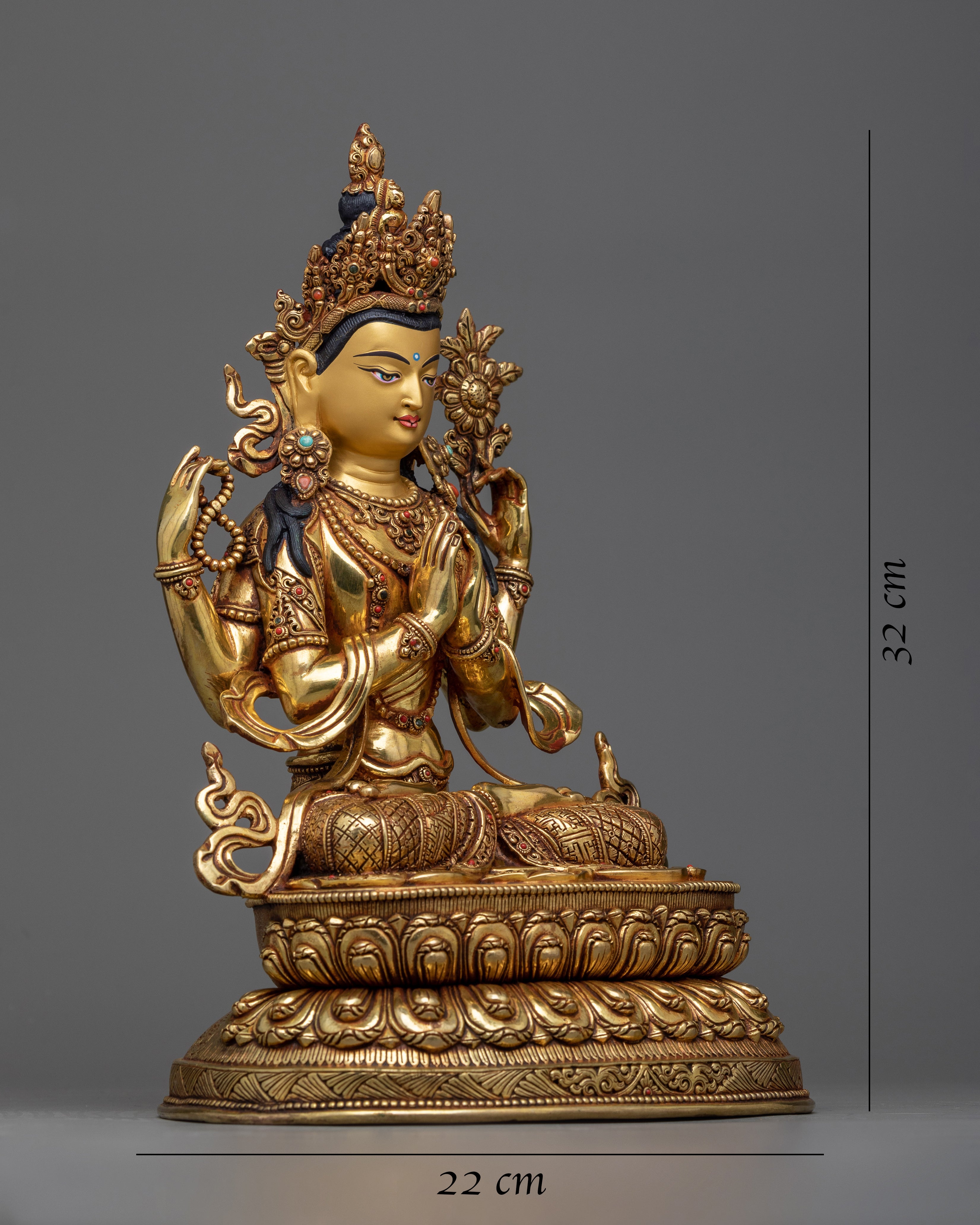 Chenrezig 12.5 Inches Statue | High-Quality Sculpture of Compassionate Deity