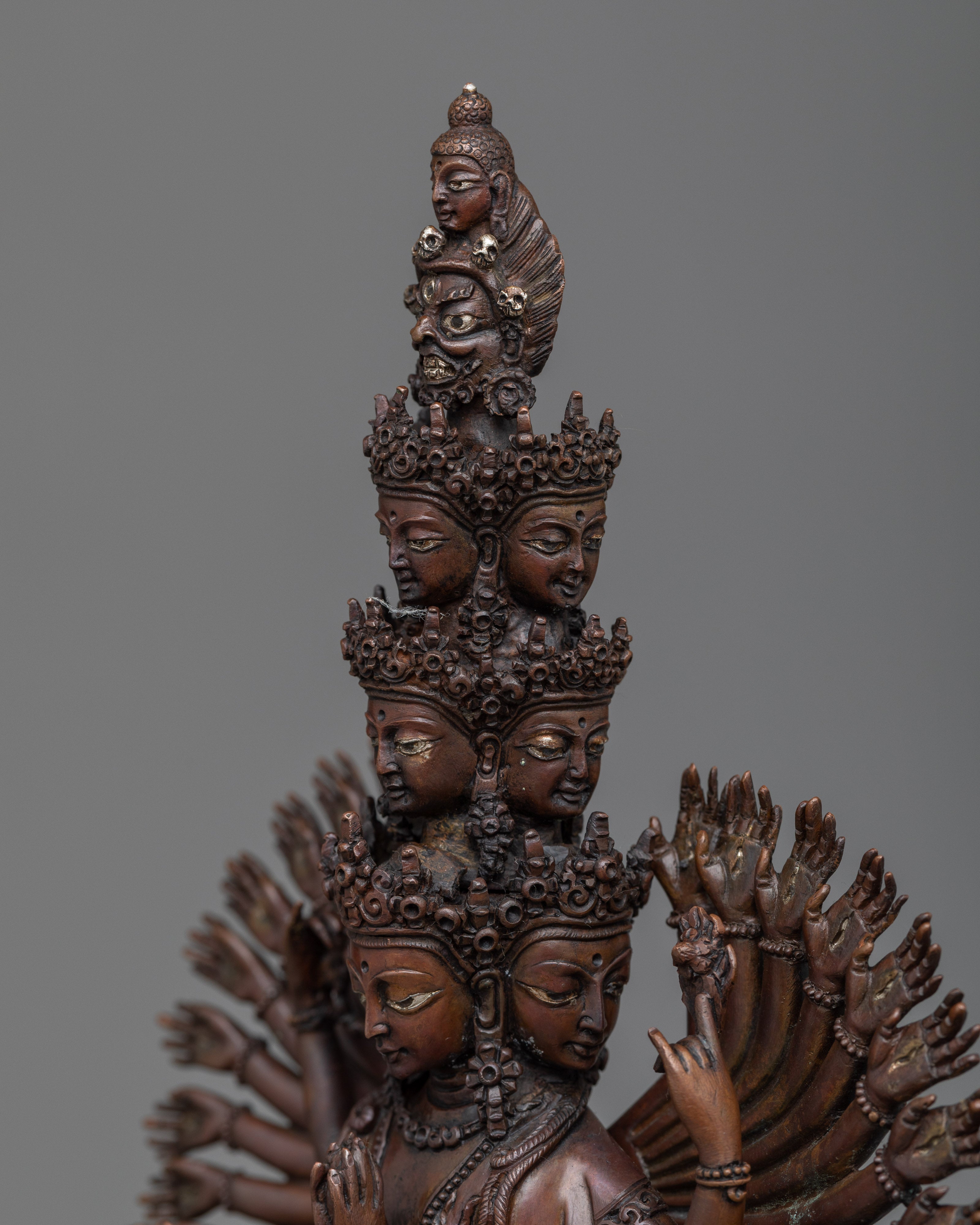 1000 Arm Chenrezig Sculpture | Handmade in Copper Compassionate Bodhisattva