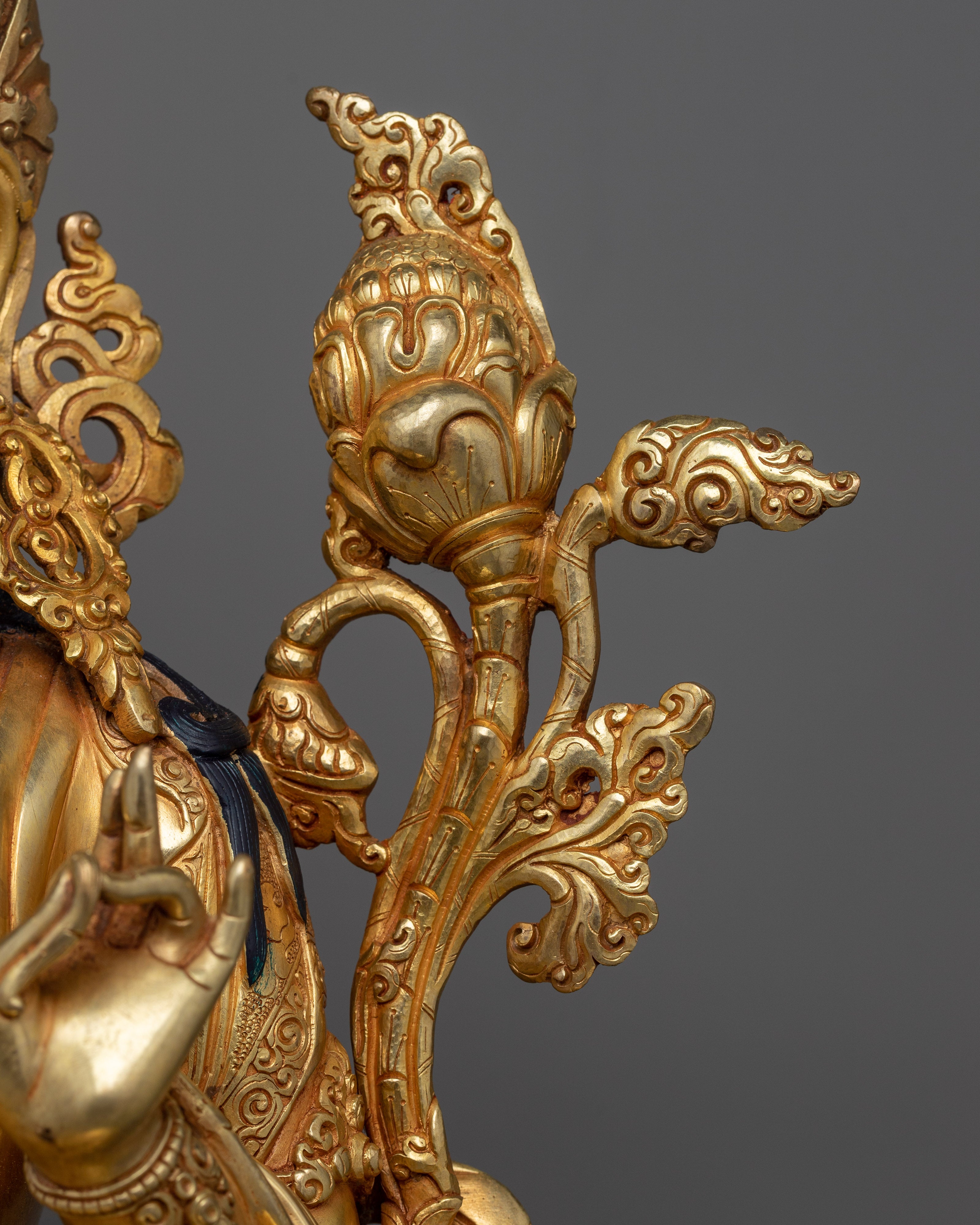 Large Green Tara Statue | Handmade 24k Gold Gilded Artwork