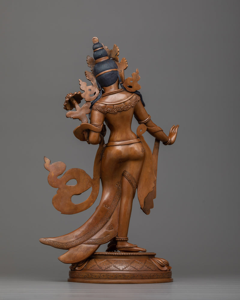 Standing Bodhisattva Statue, White Tara | Gold Gilded Female Bodhisattva Sculpture
