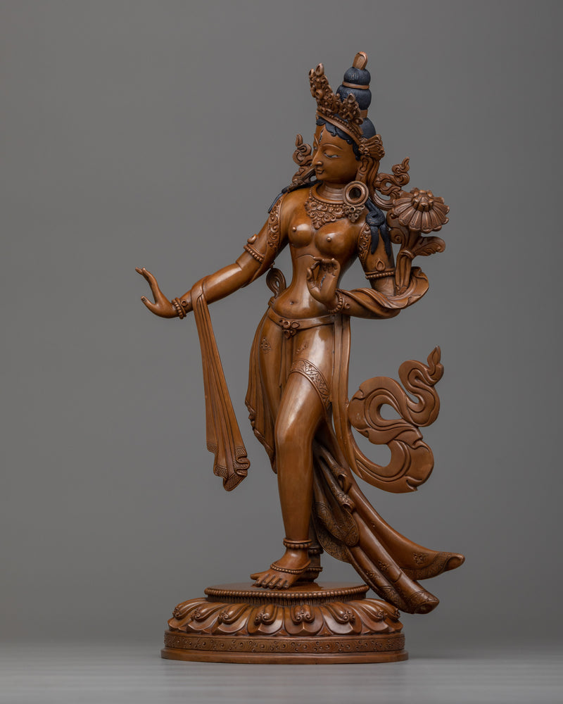 Standing Bodhisattva Statue, White Tara | Gold Gilded Female Bodhisattva Sculpture