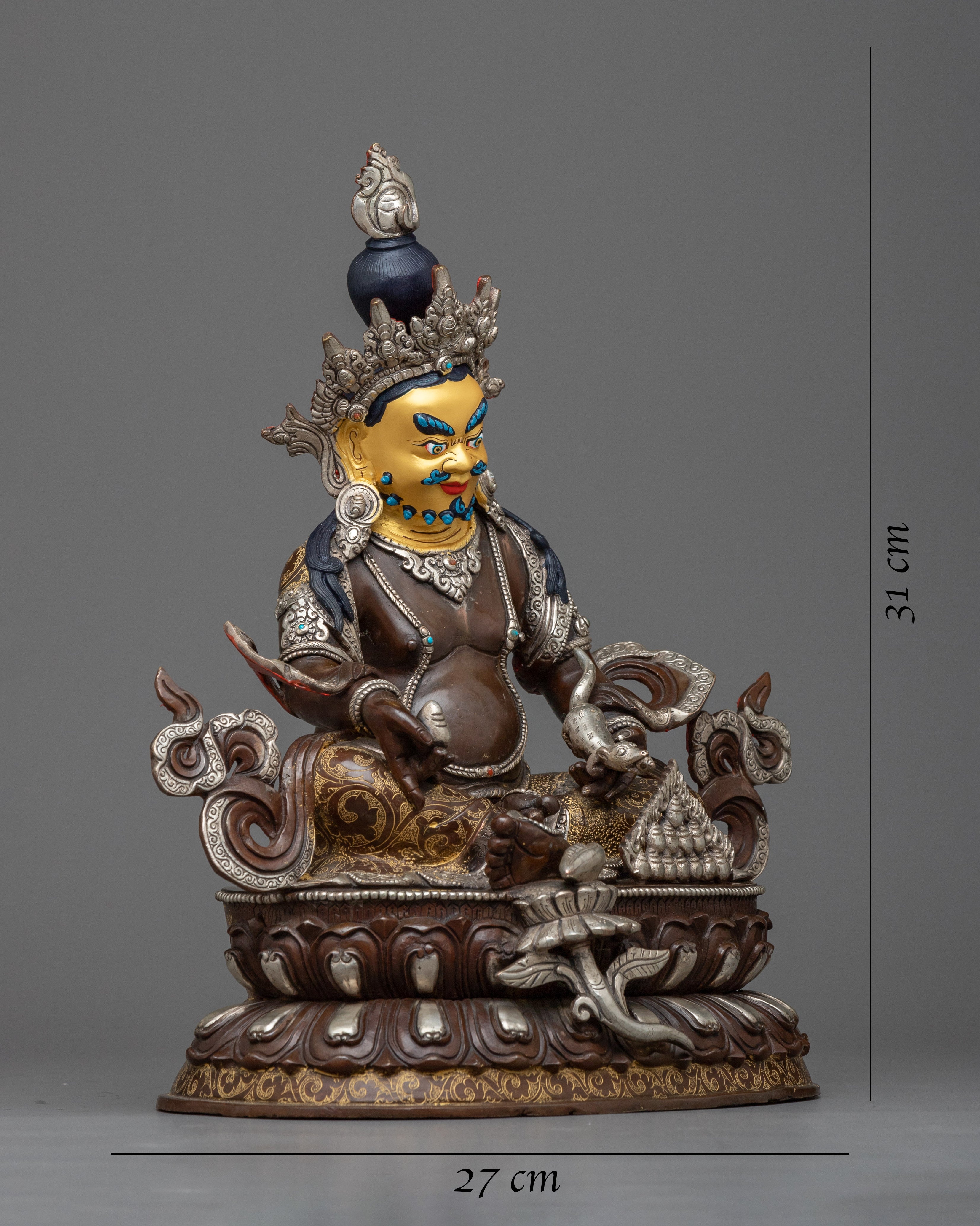 Oxidized Dzambhala Figurine | Embodiment of Prosperity and Fortune