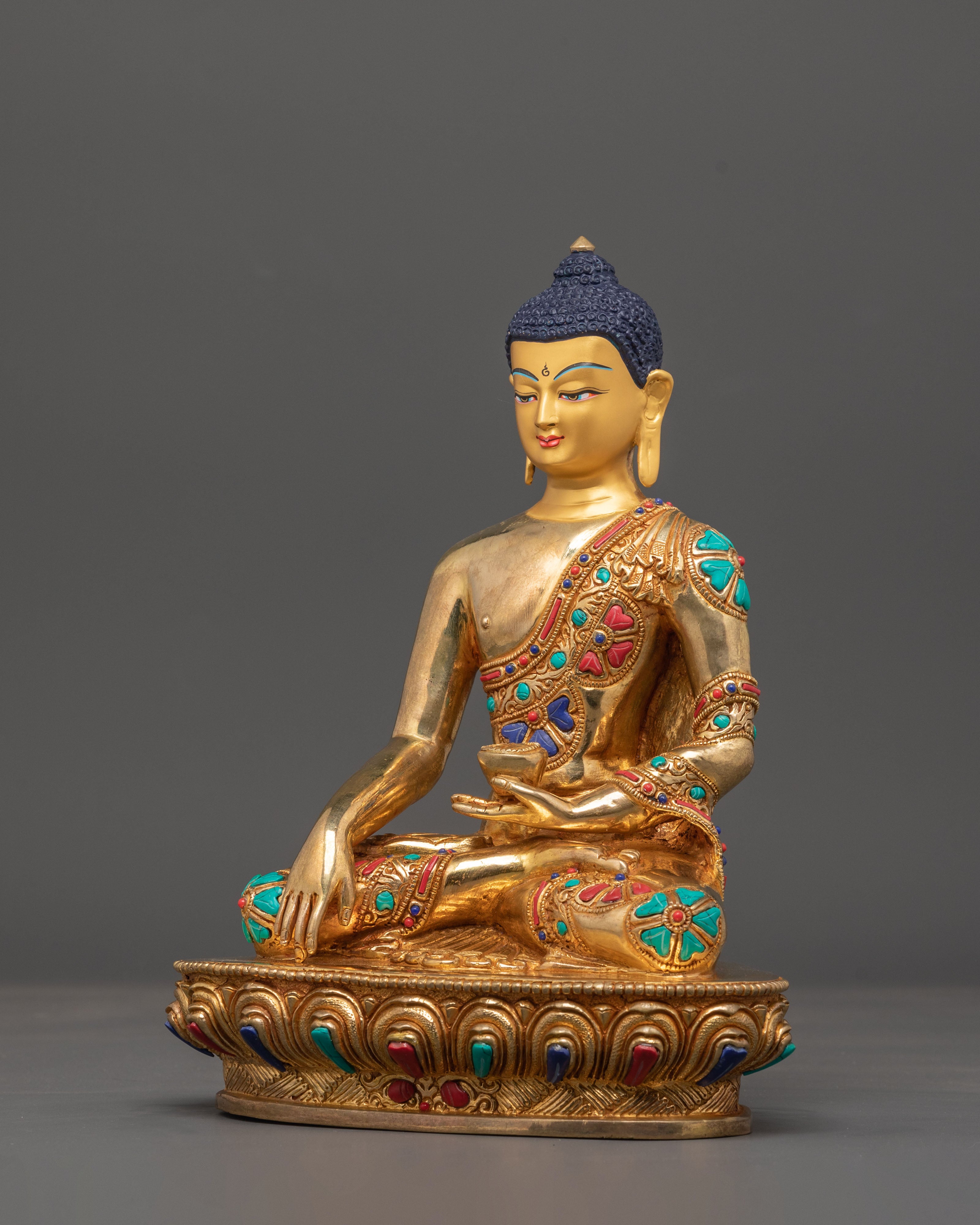 Golden Shakyamuni Buddha, Handmade Himalayan Sculpture