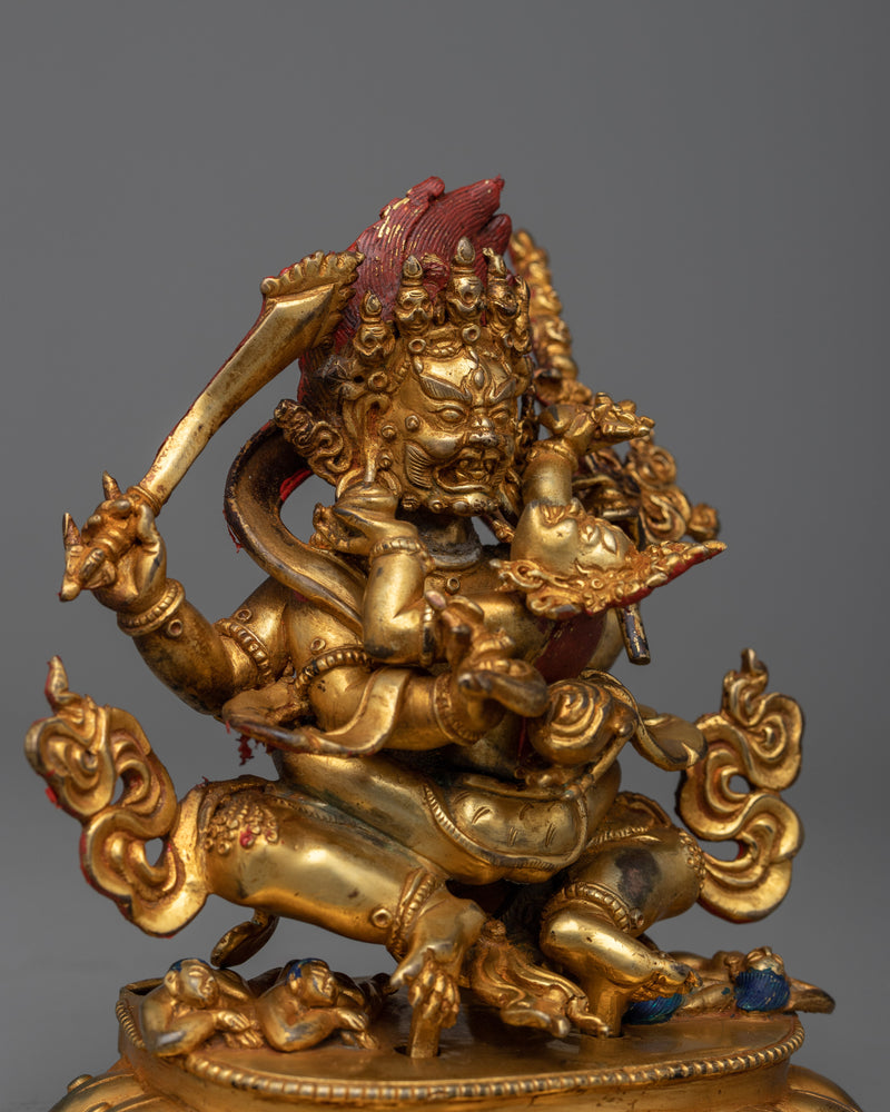 Four-Armed Mahakala Dharmapala Statue | Unlock Spiritual Fortitude