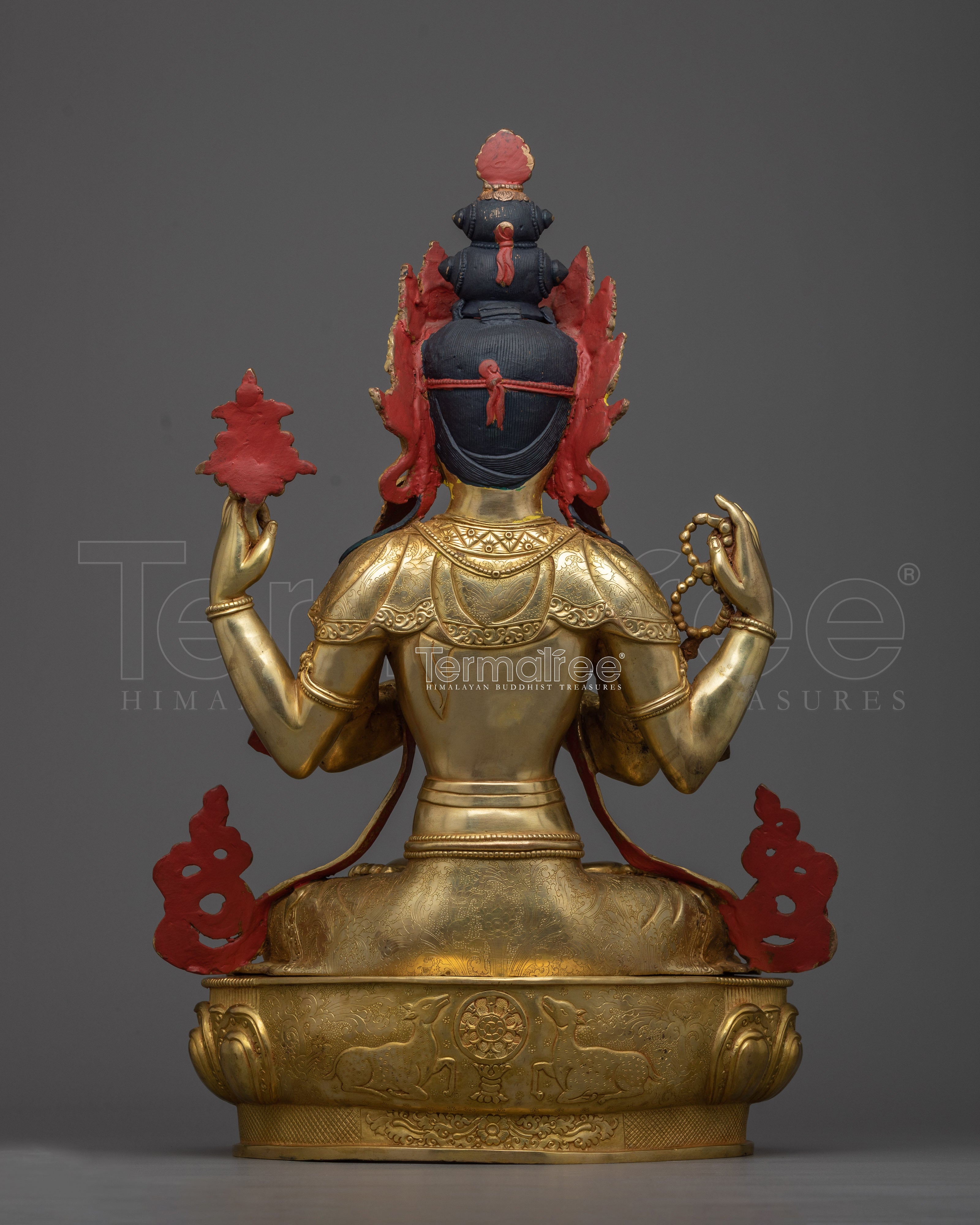 Avalokitesvara Statue | Four-Armed Chenrezig Handmade Sculpture