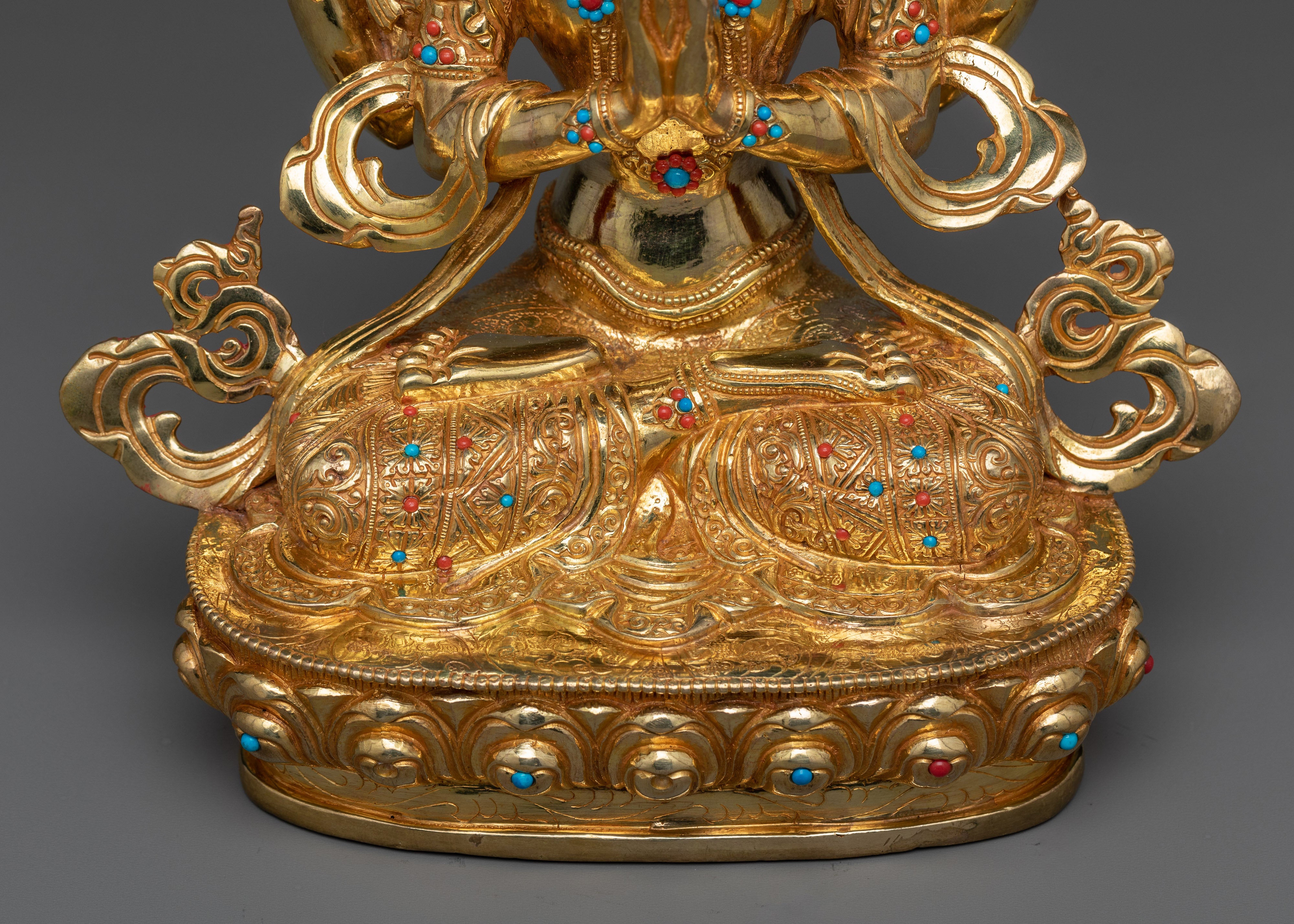 Chenrezig Handmade Statue | Beautifully Sem-precious stones Engraved Statue