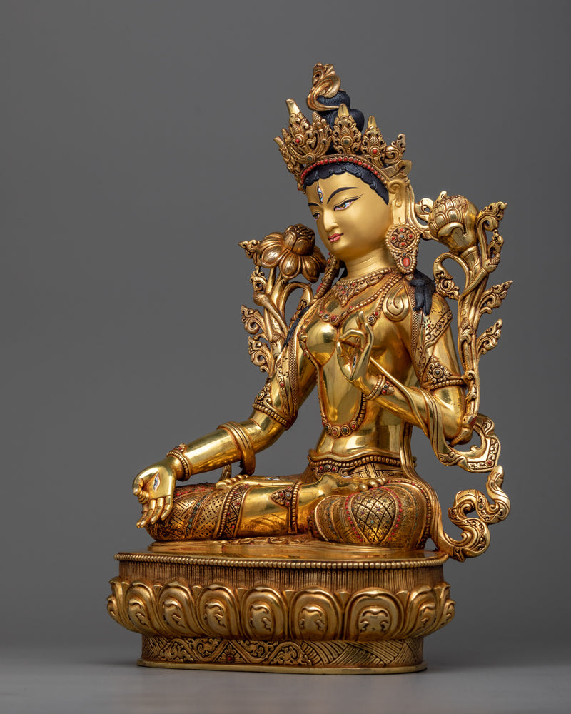 White Tara Healing Deity | Premium Statue Handmade in Nepal