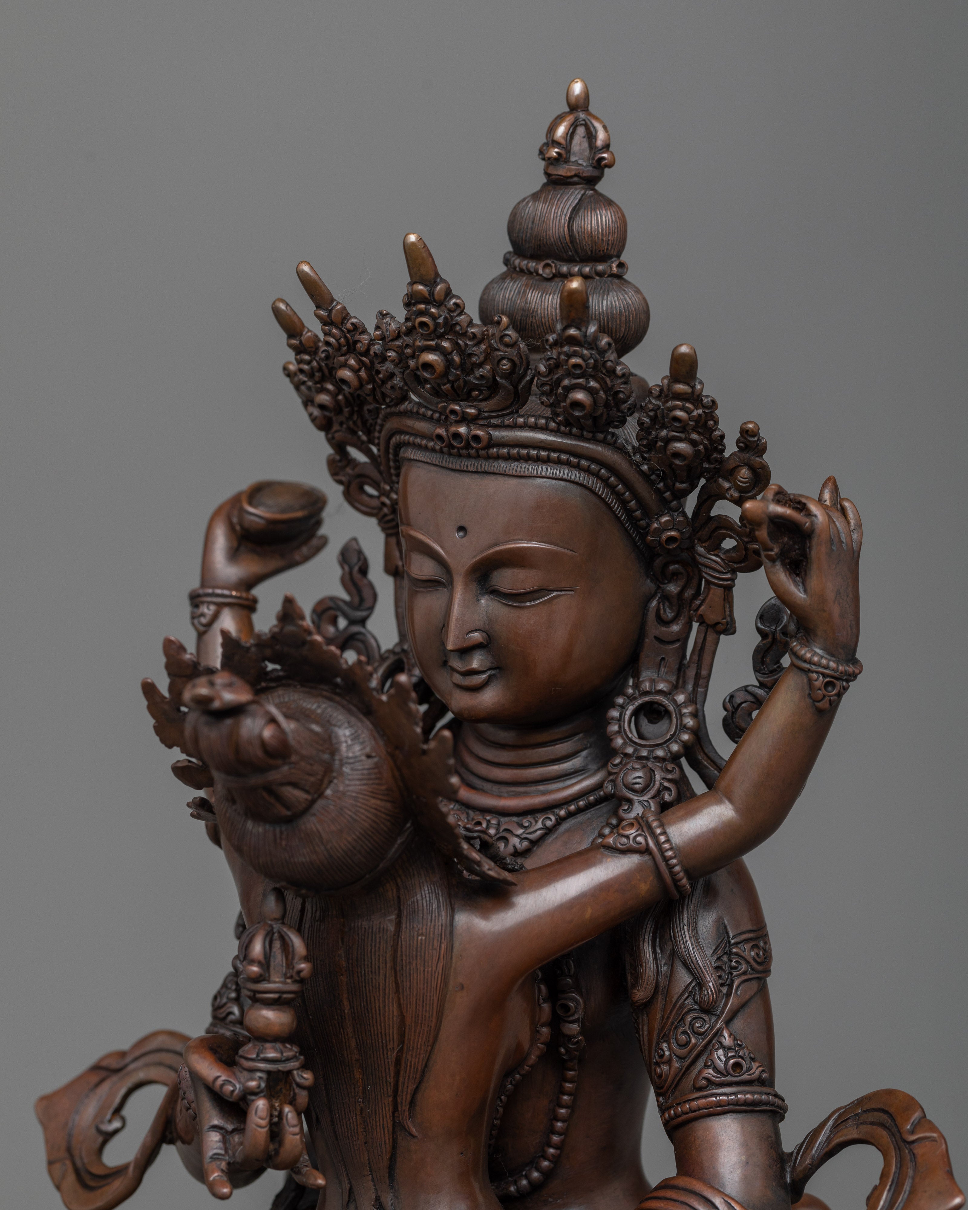 Harmonious Vajrasattva with Consort Sculpture | Nepalese Oxidized Copper Artwork