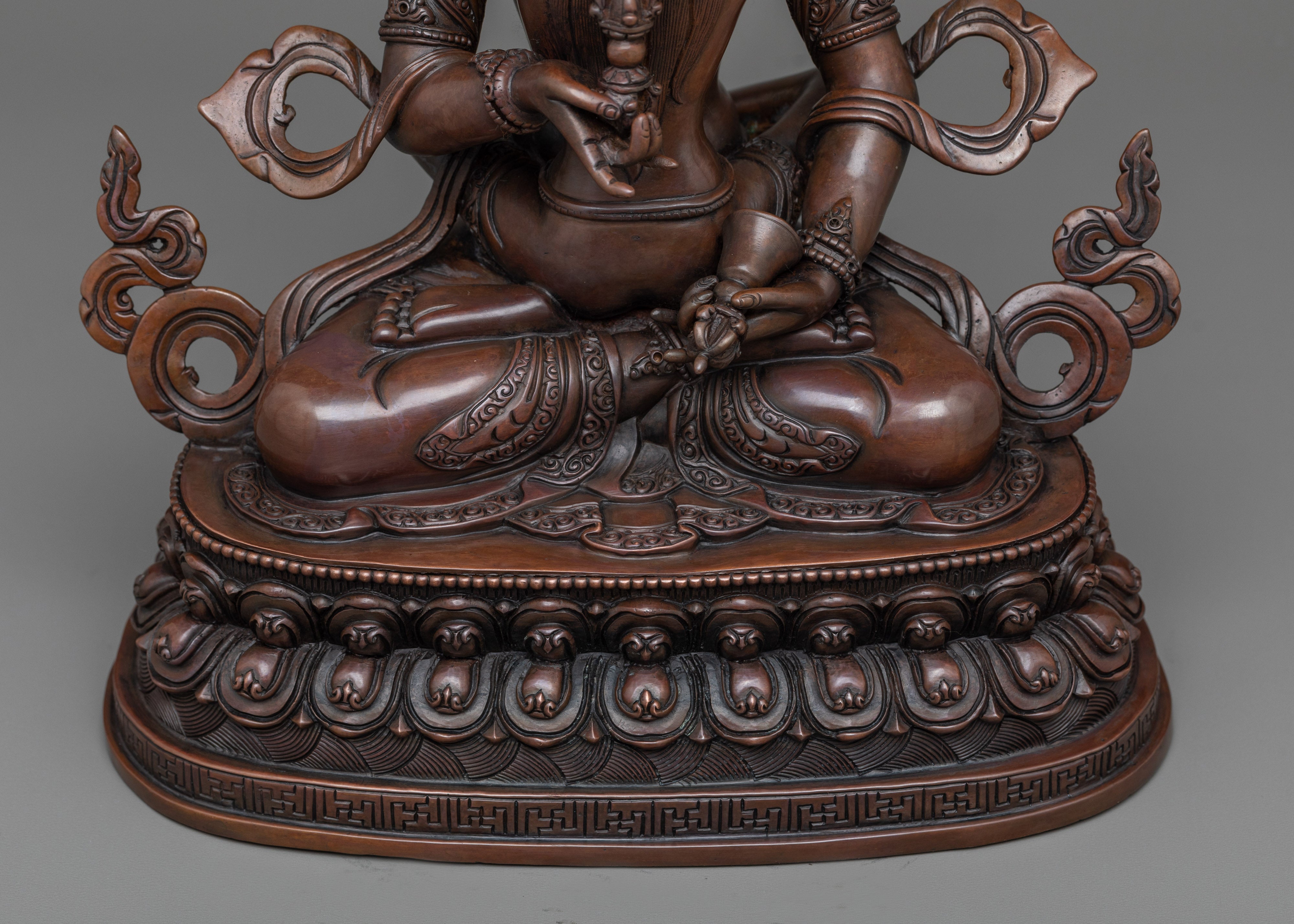 Harmonious Vajrasattva with Consort Sculpture | Nepalese Oxidized Copper Artwork