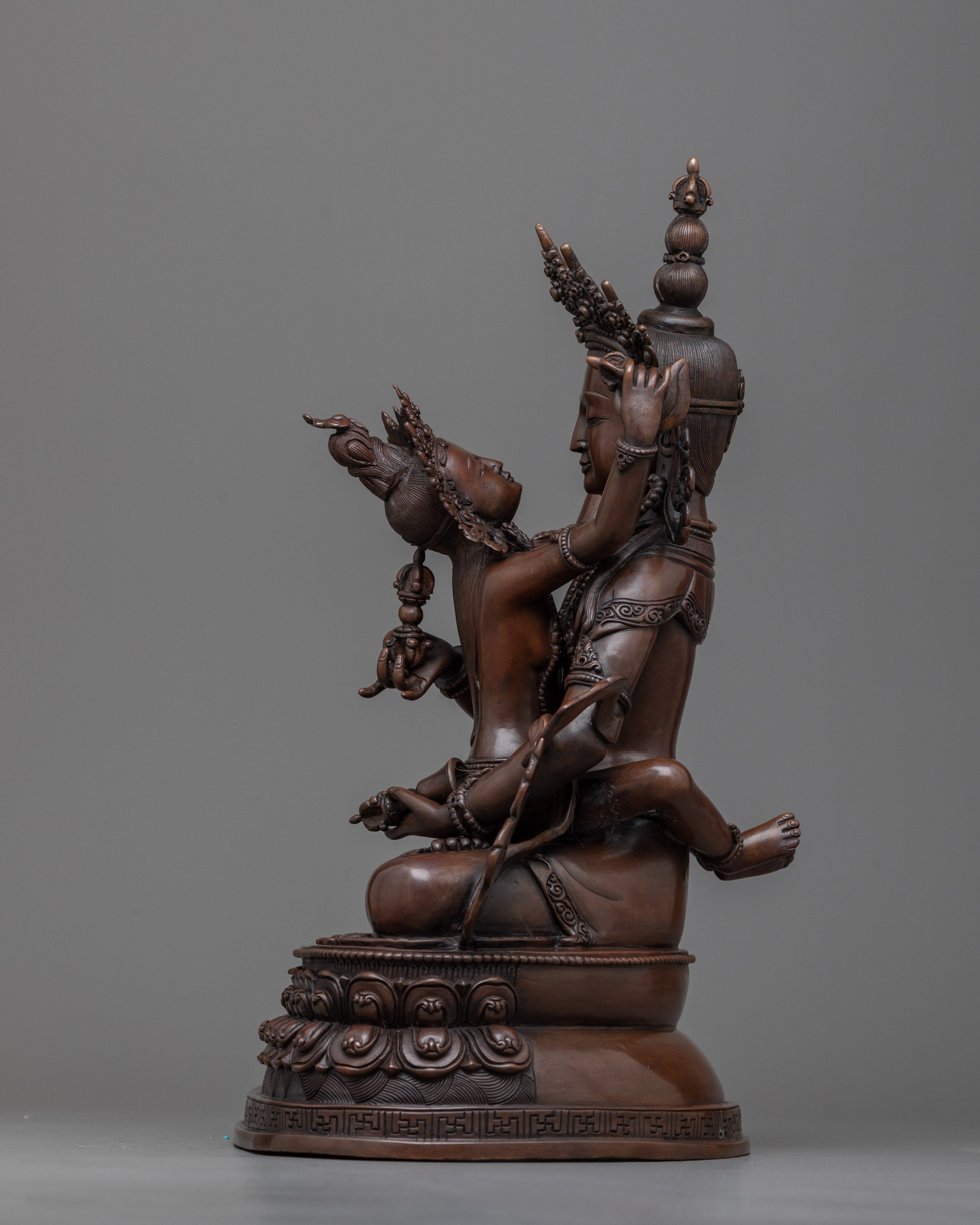 Harmonious Vajrasattva with Consort Sculpture | Nepalese Oxidized Copper Artwork