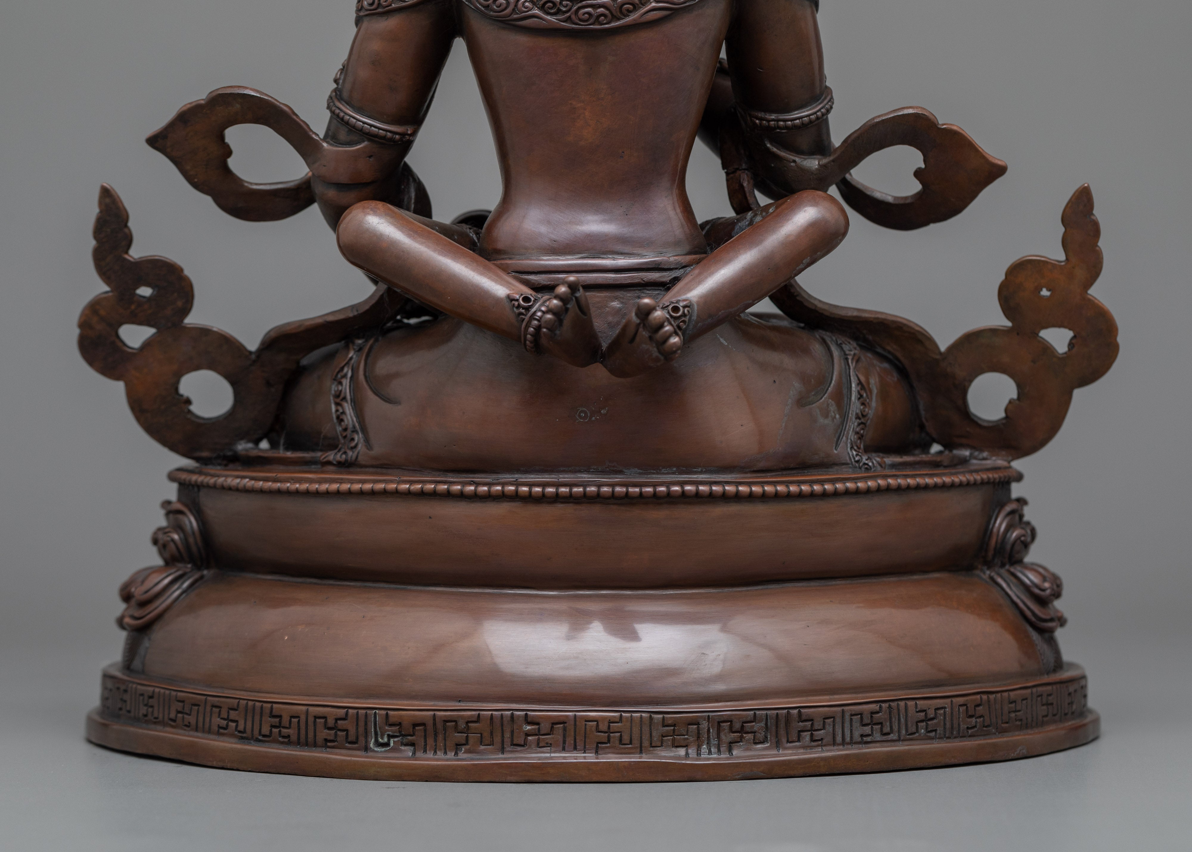 Harmonious Vajrasattva with Consort Sculpture | Nepalese Oxidized Copper Artwork