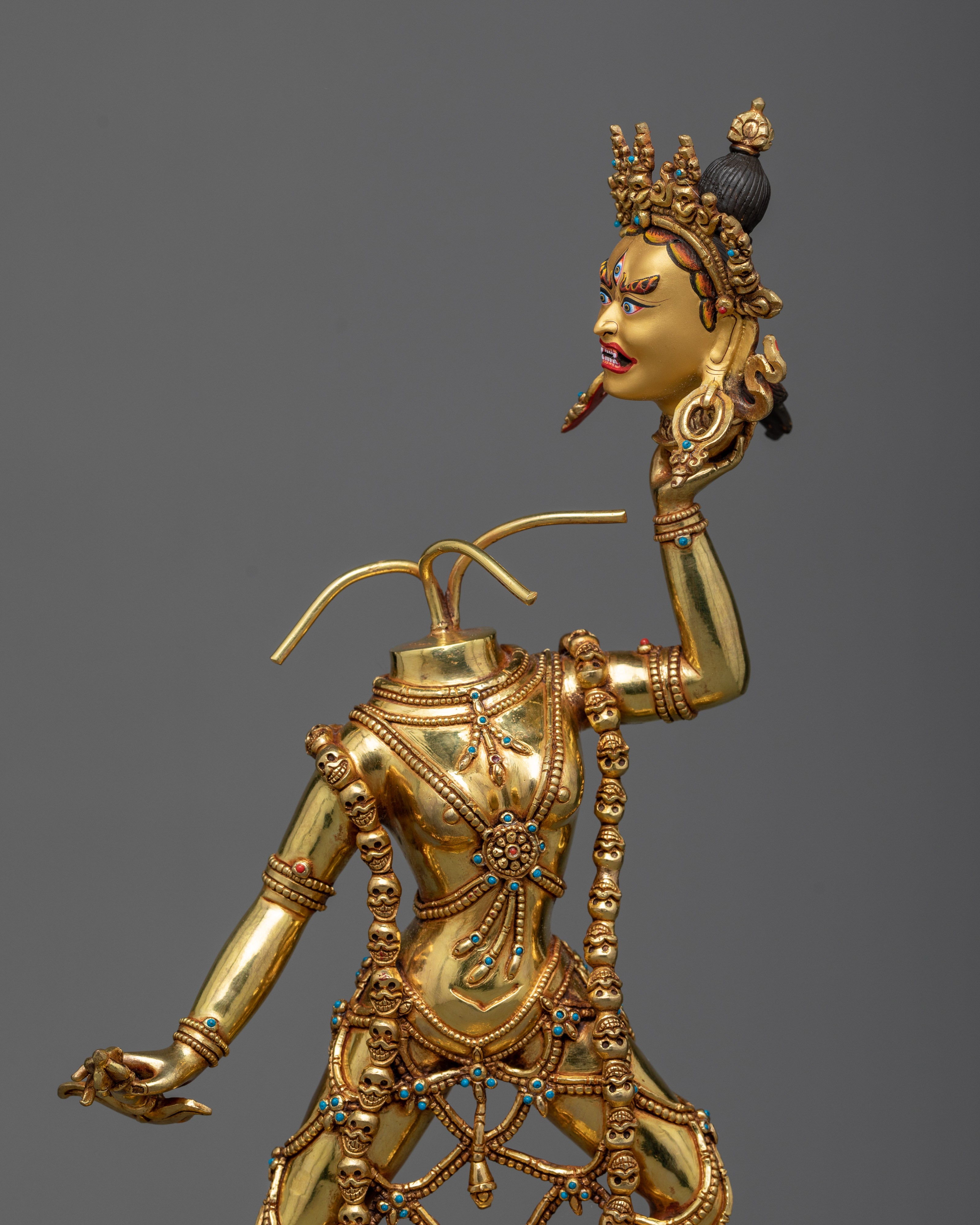 Exquisite Vajrayogini Ucheyma Statue | 24k Gold Gilded Nepalese Sculpture