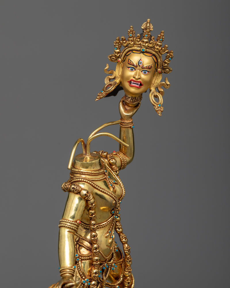 Exquisite Vajrayogini Ucheyma Statue | 24k Gold Gilded Nepalese Sculpture