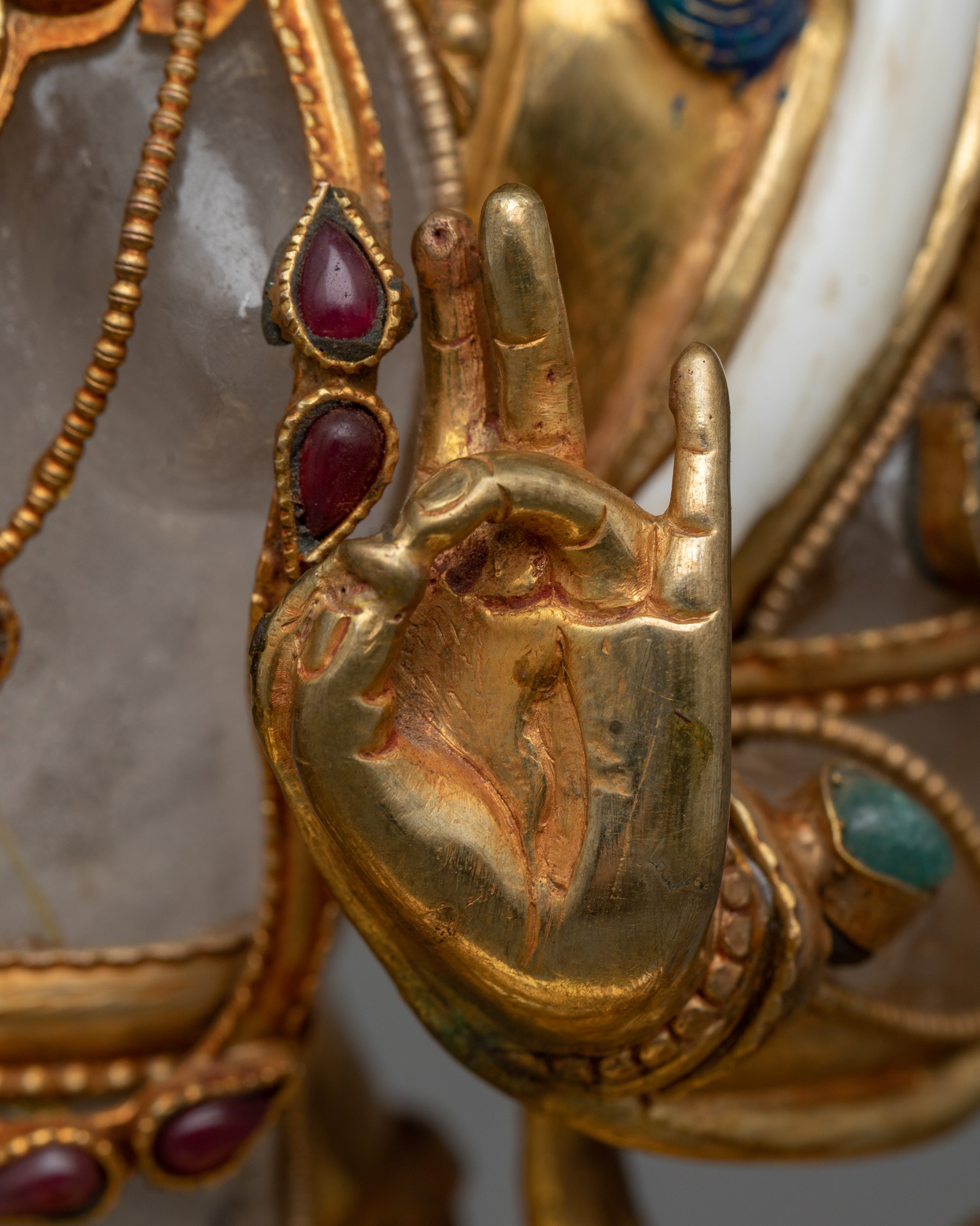 White Tara Crystal and Copper Statue | Embrace Serenity with our Sacred Sculpture