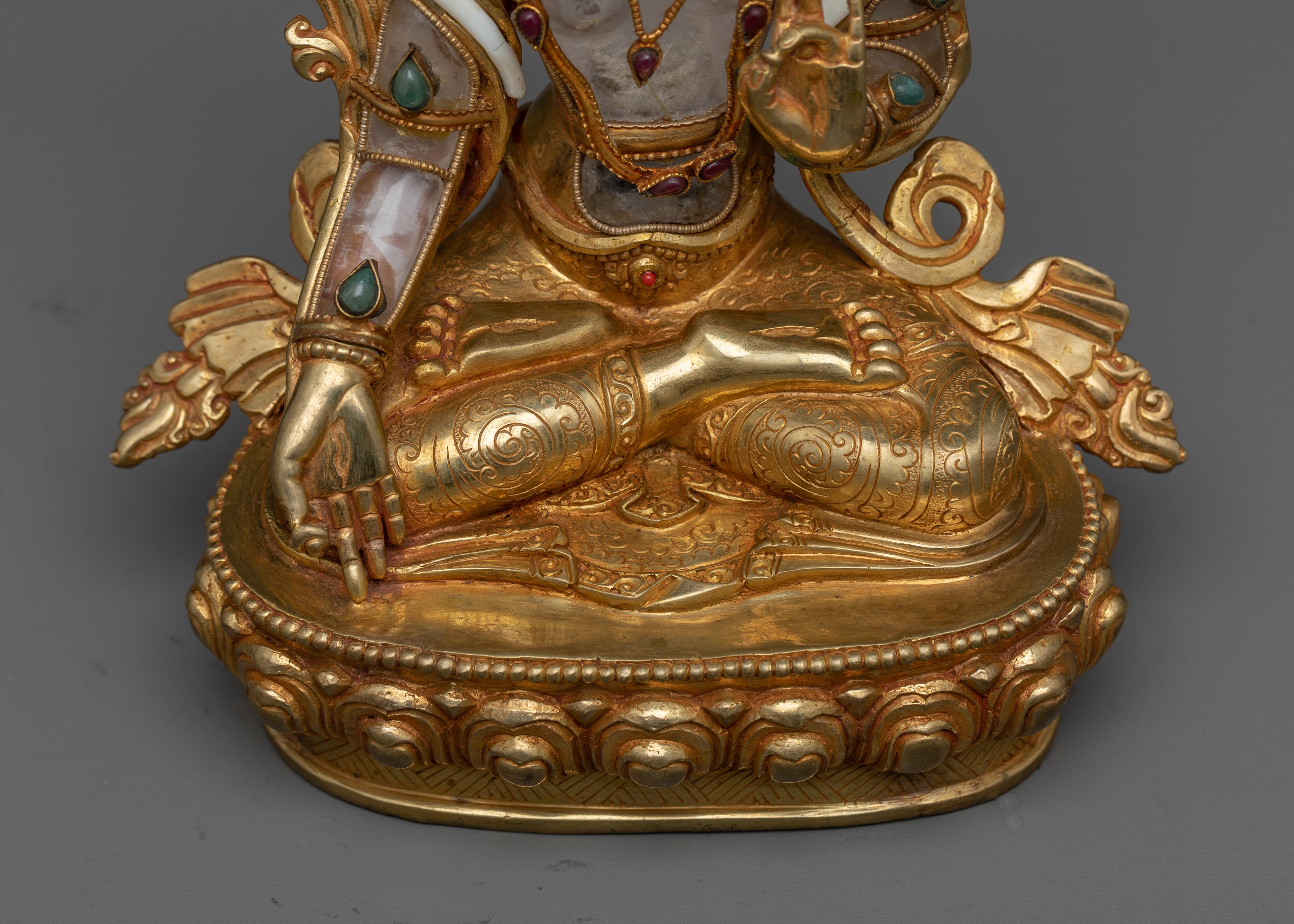White Tara Crystal and Copper Statue | Embrace Serenity with our Sacred Sculpture