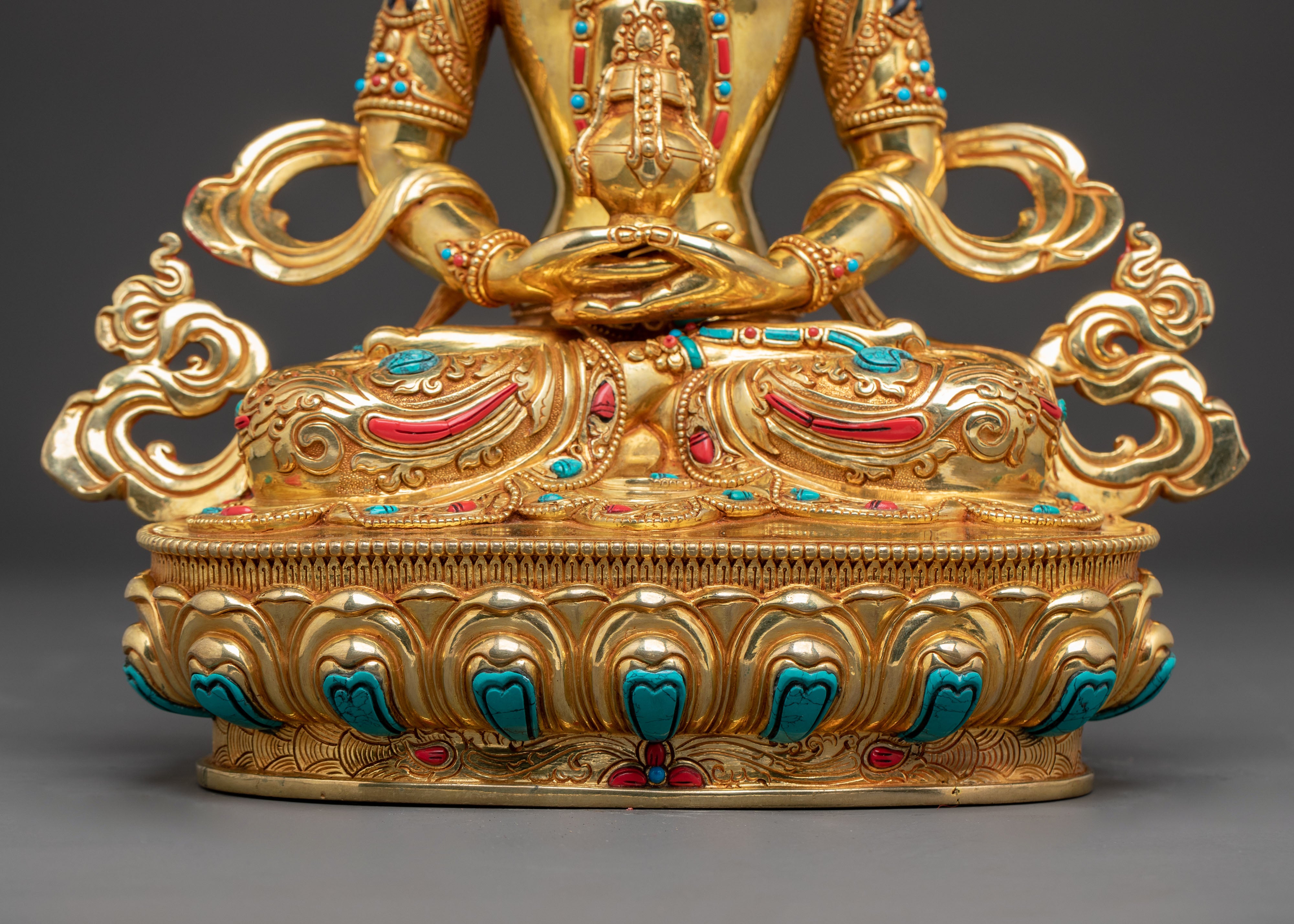 Radiant Statue of Healing Buddha Amitayus | Traditional Himalayan Art