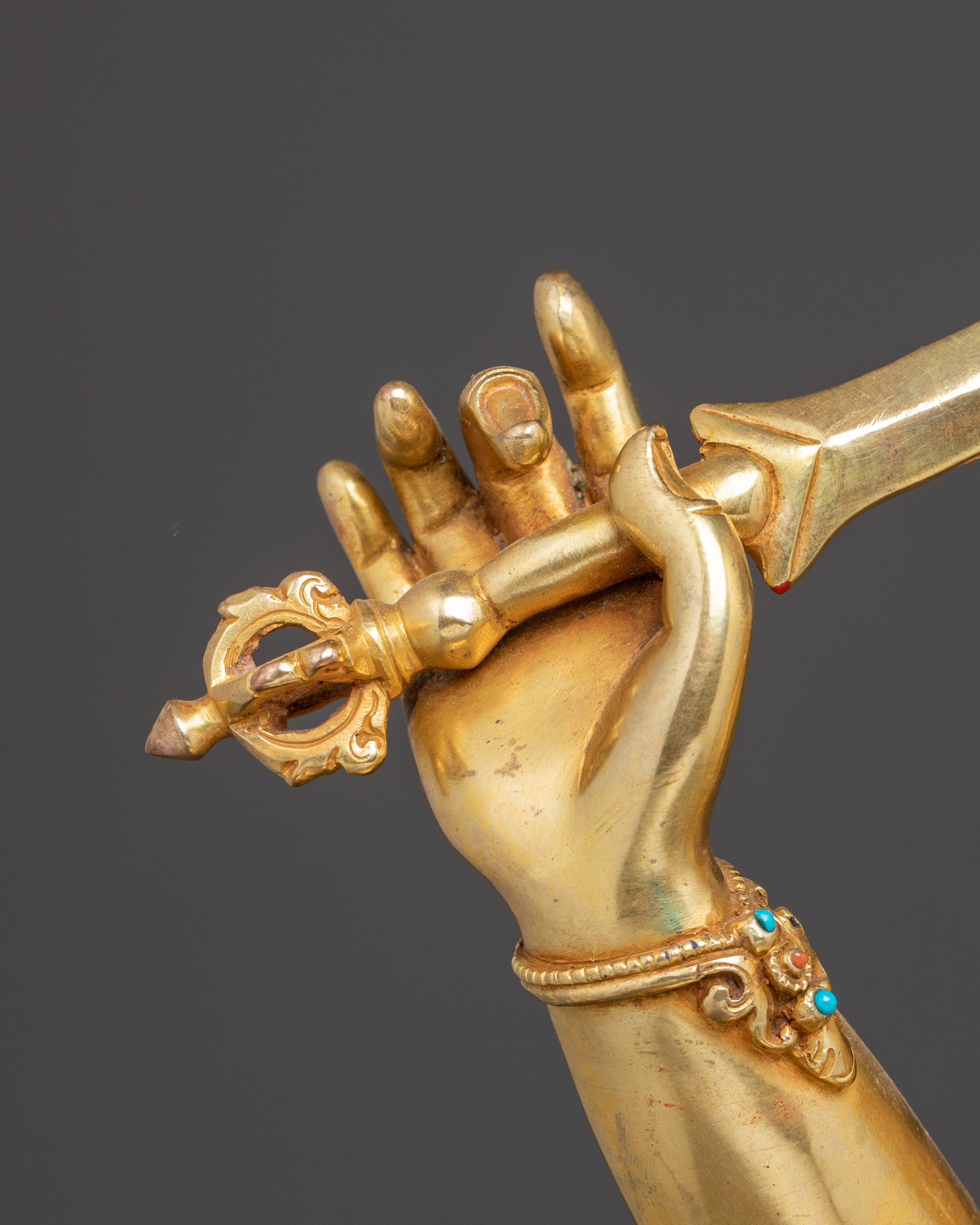 Handcrafted Copper Statue of Bodhisattva Manjushri | Buddhist Spiritual Decor