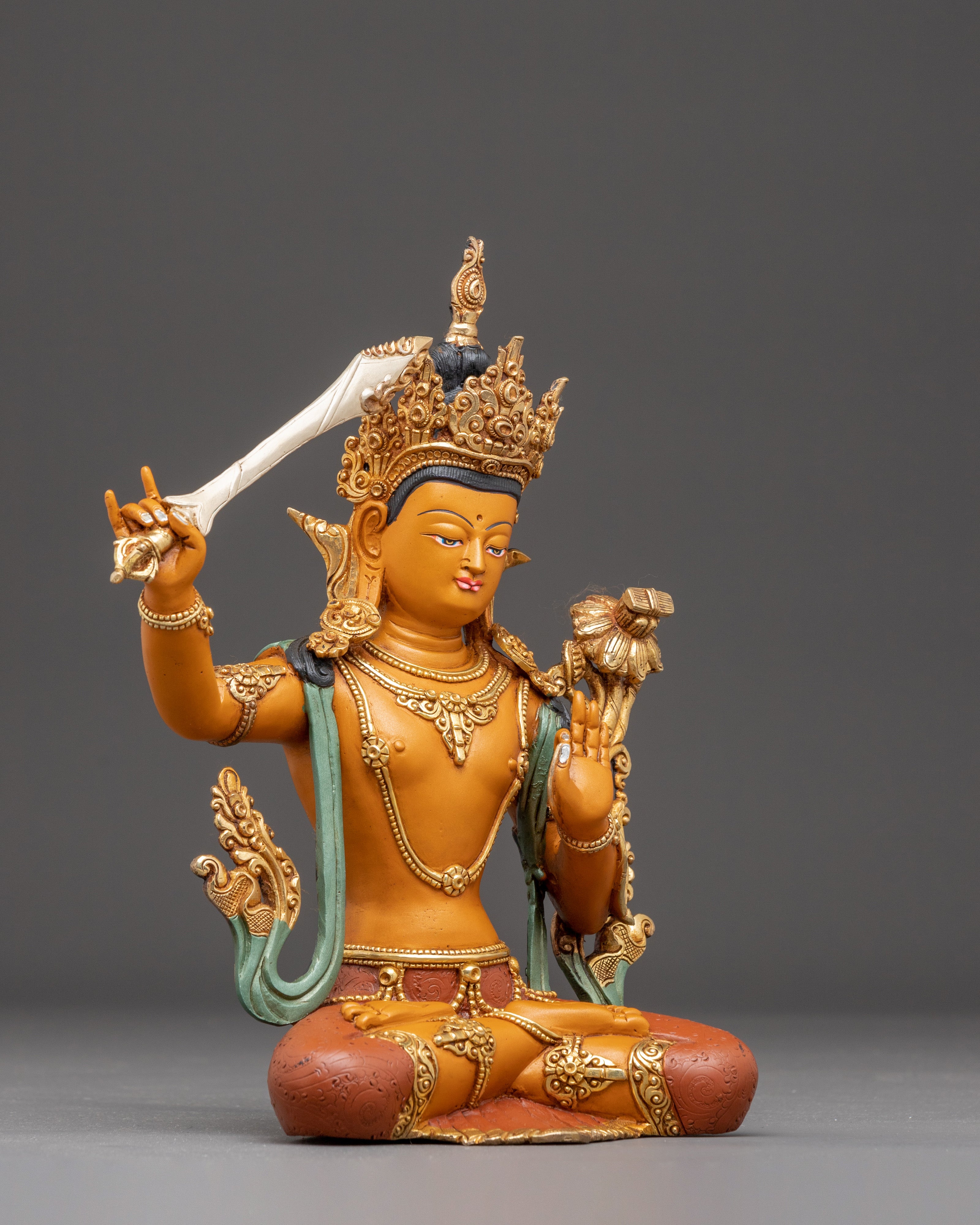 Handcrafted Golden Sculpture of Bodhisattva Set | Symbol of Compassion