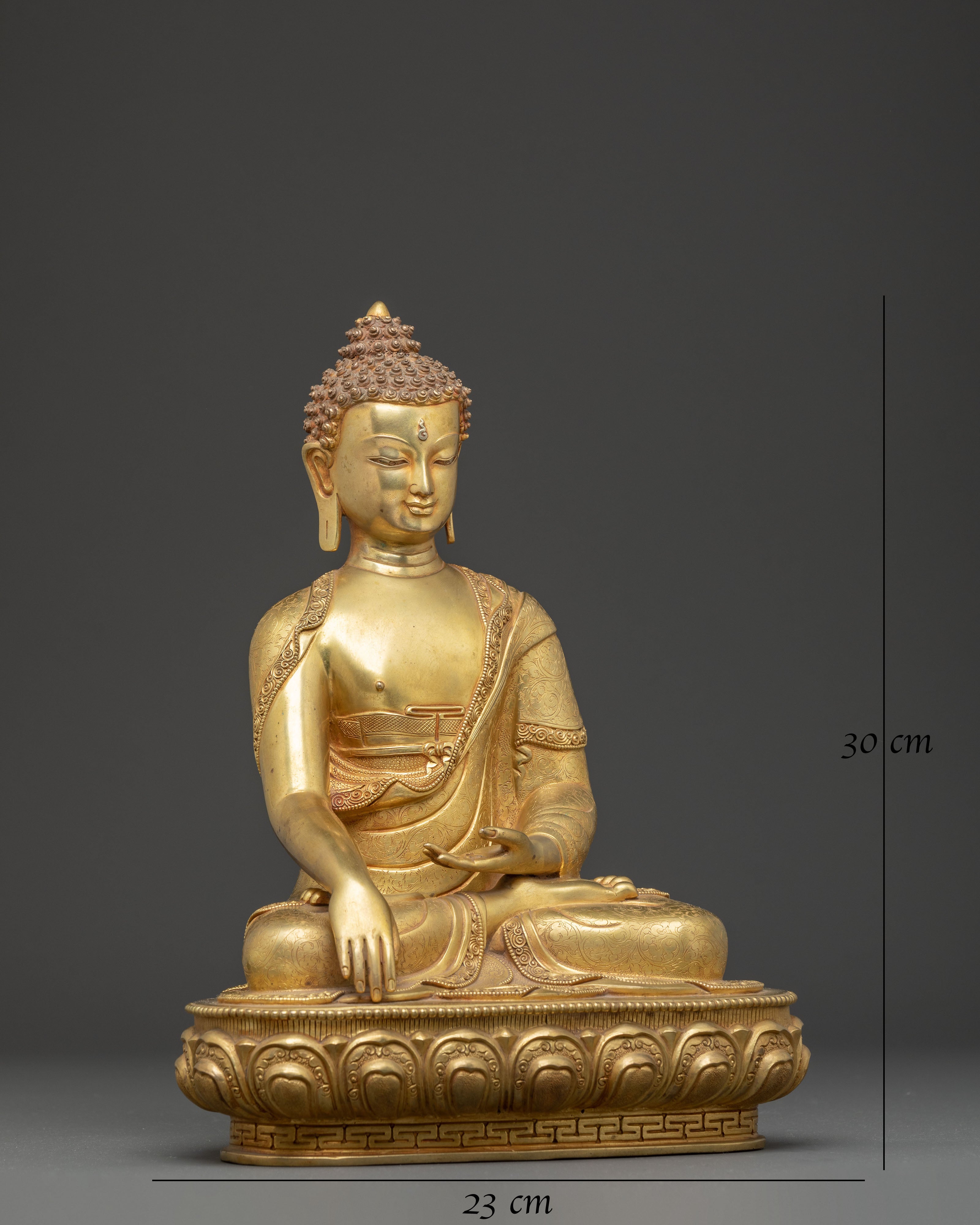 Handmade Tibetan Golden Shakyamuni Buddha Copper Art