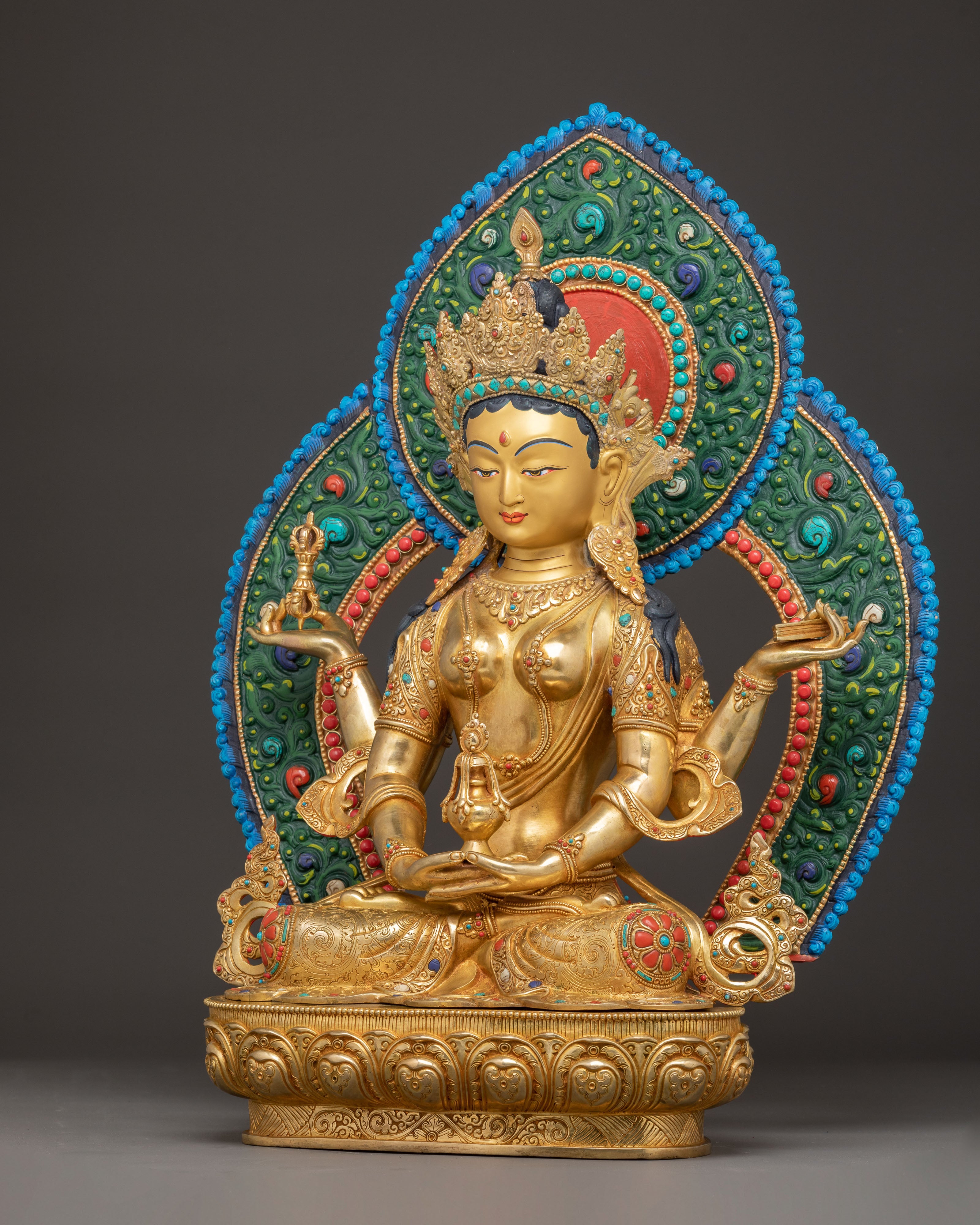 Handmade Prajna Paramita Statue | Copper Tibetan Goddess Sculpture