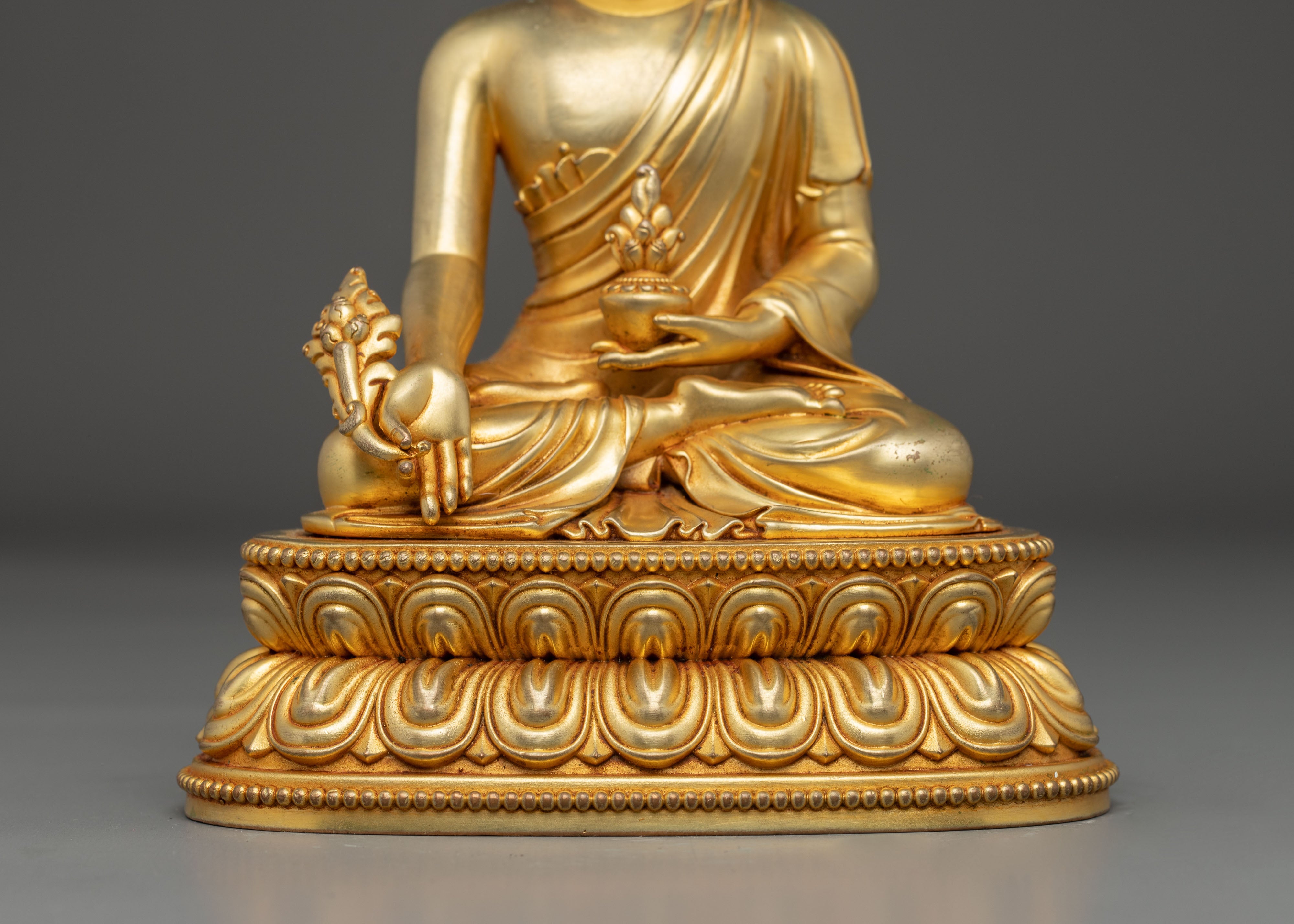 Medicine Buddha Statue for Spritual Healing | Gold Electro Plated Figurine