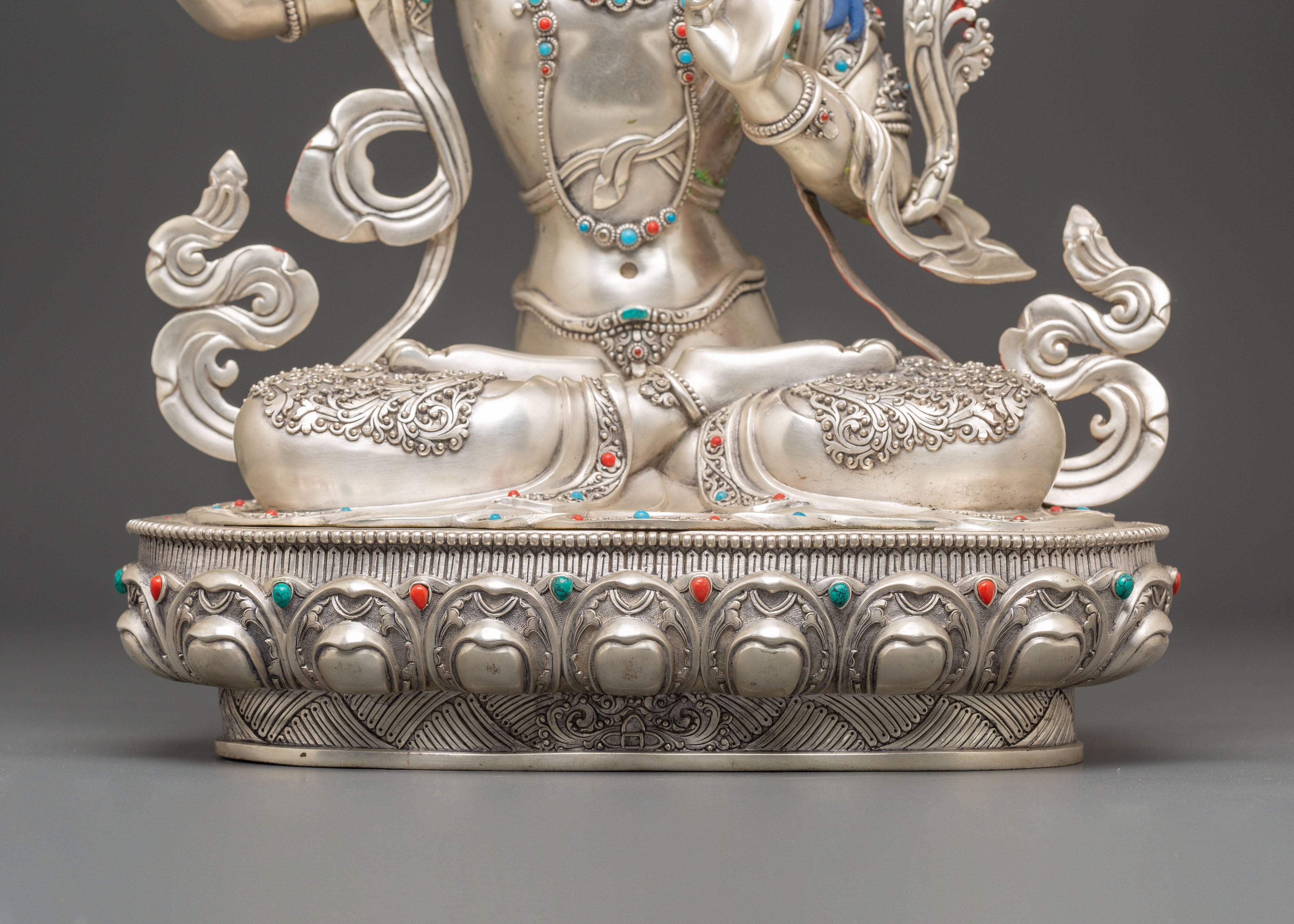 Silver Manjushri Statue | Bodhisattva of Supreme Wisdom