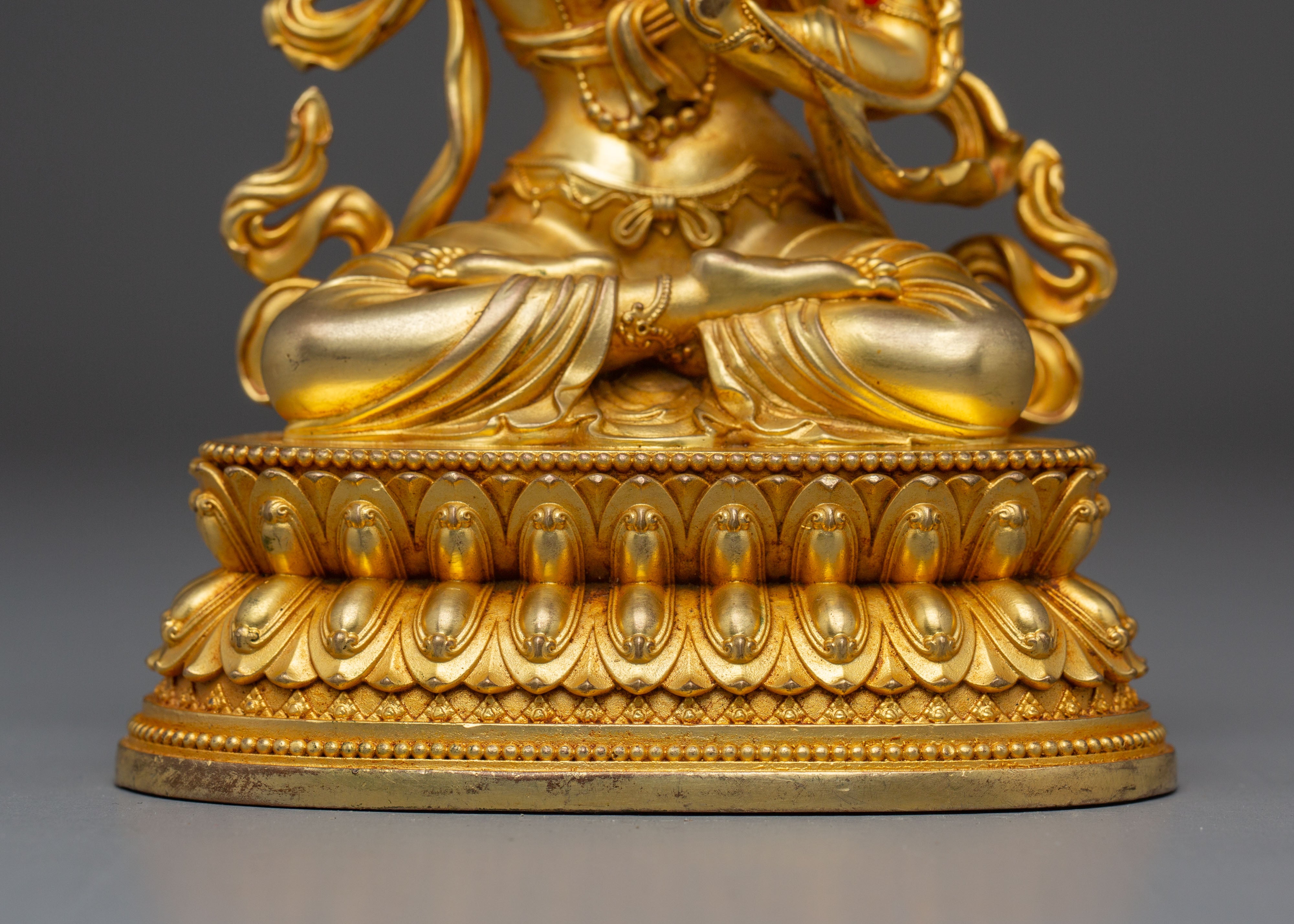 Machine-Made Golden Statue of Manjushri Bodhisattva | Symbol of Wisdom