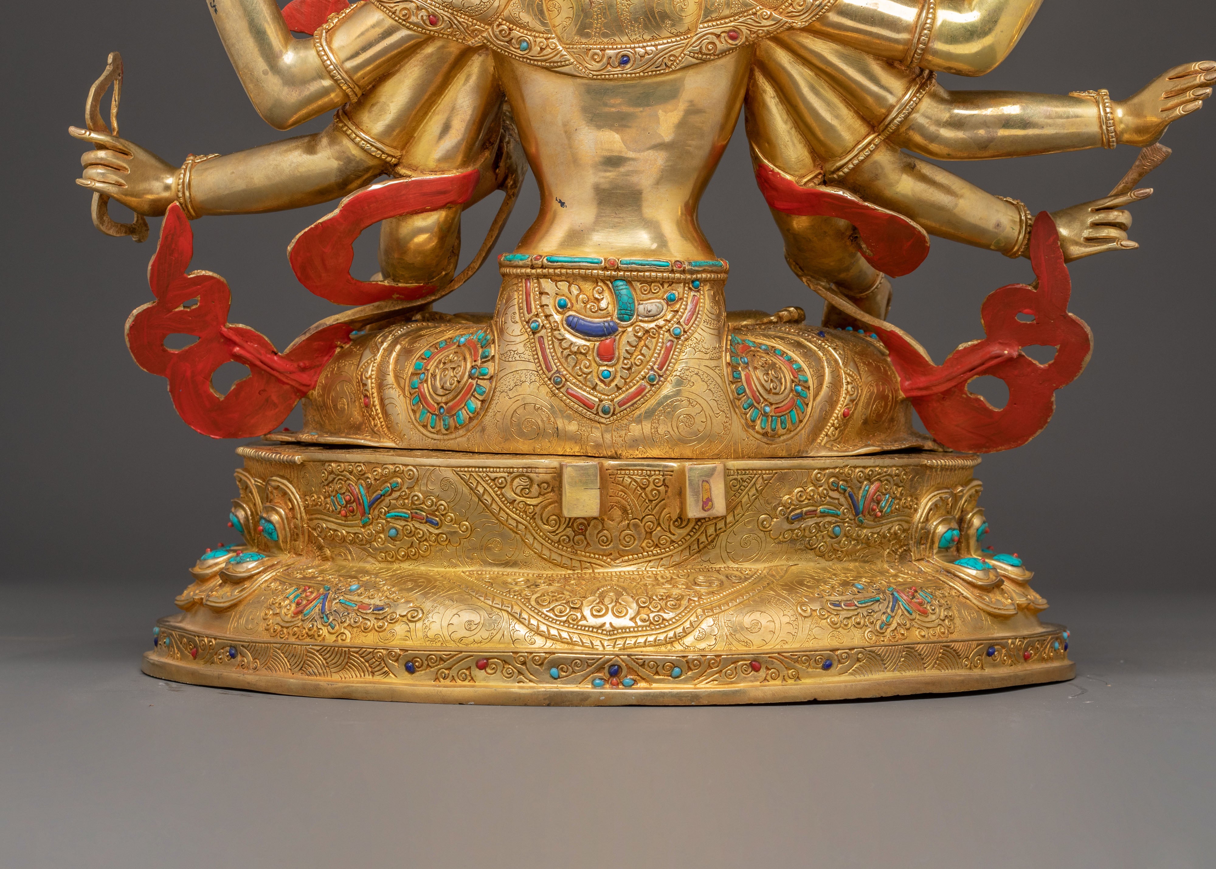 Handcrafted Statue of Wisdom Icon Maha Manjushri | Gold Gilded Copper Sculpture