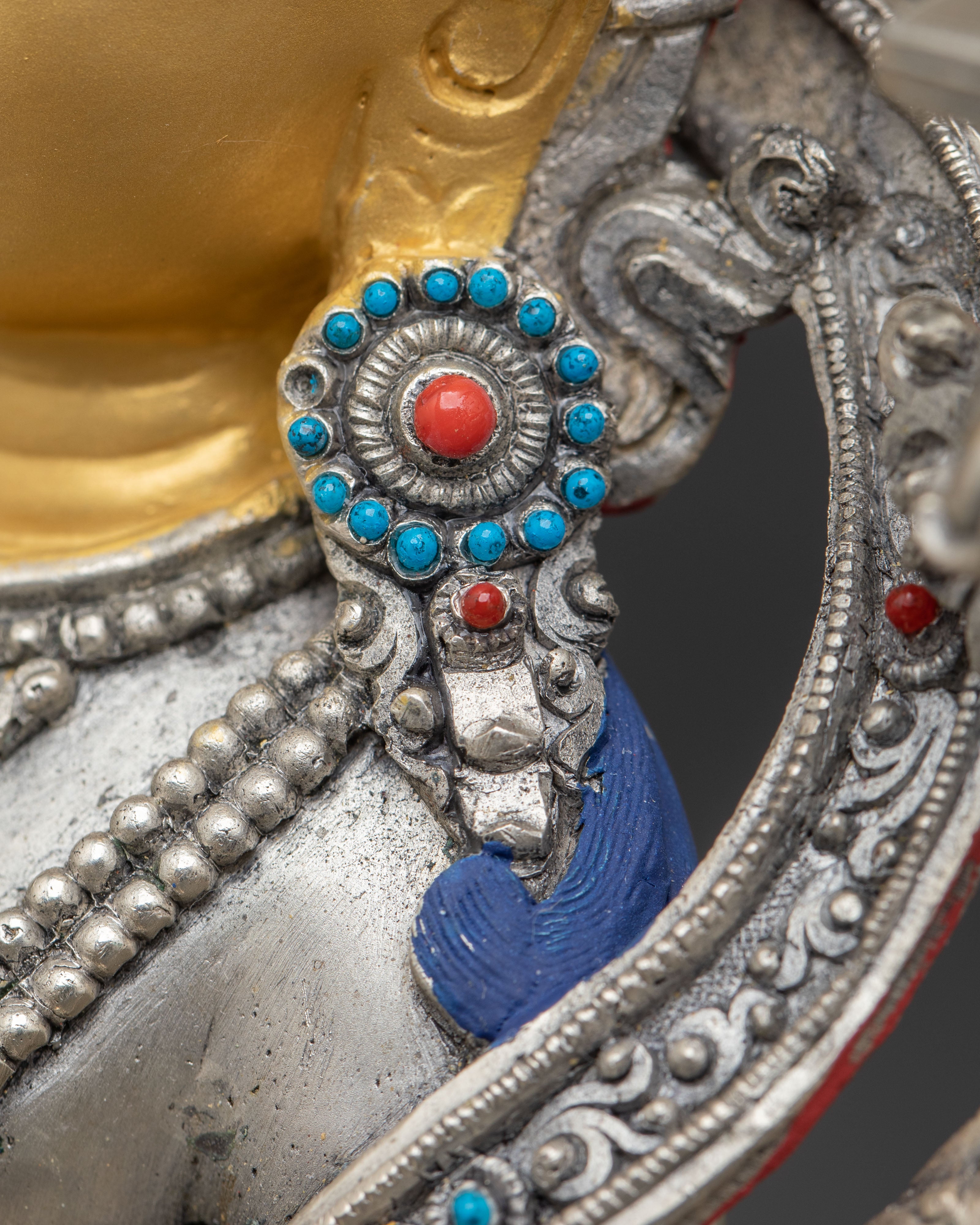 Silver Manjushri Statue: Bodhisattva of Insight | Traditional Himalayan Art