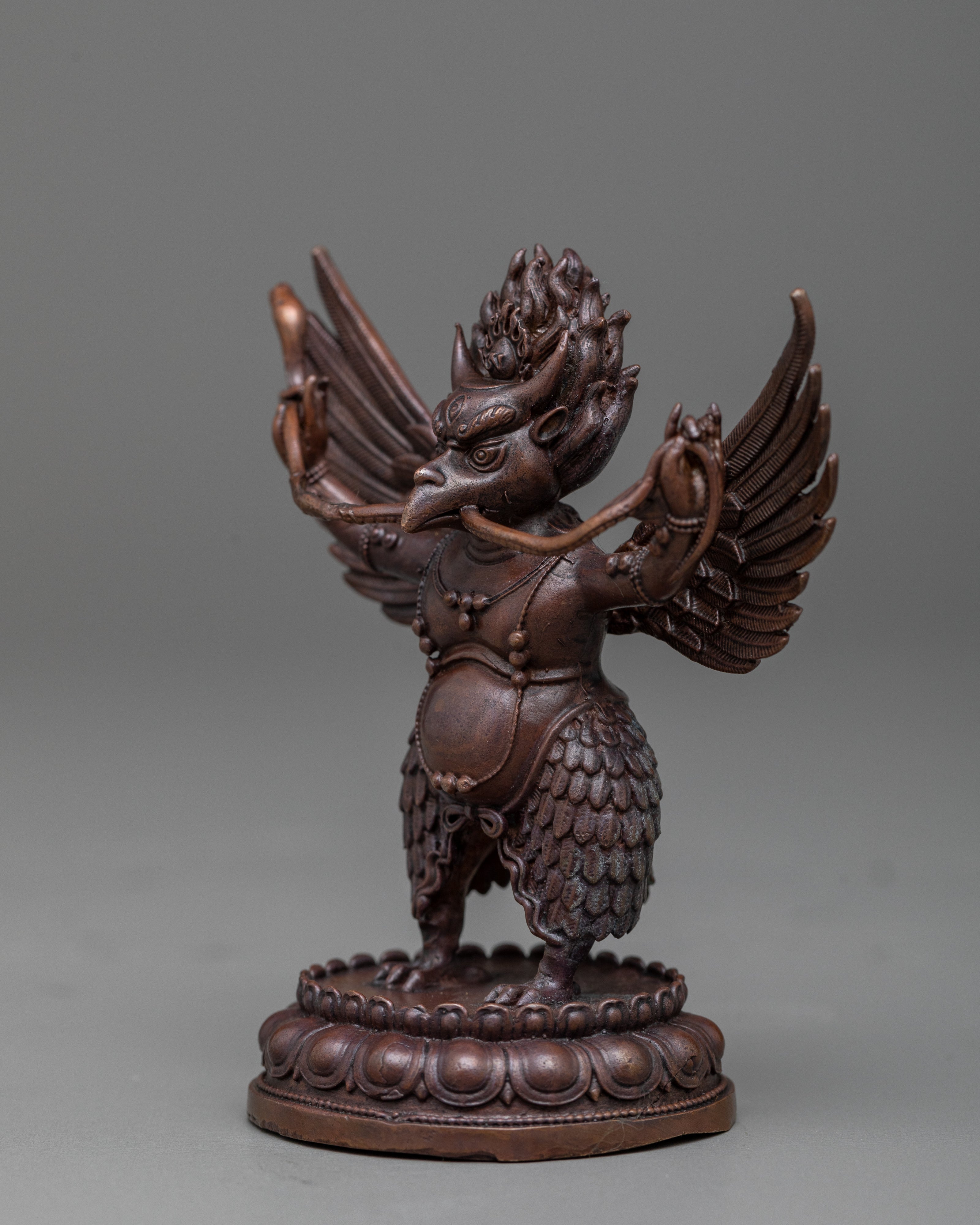 Small Garuda Statue | Machine Sculpted Miniature Copper Eagle like Bird