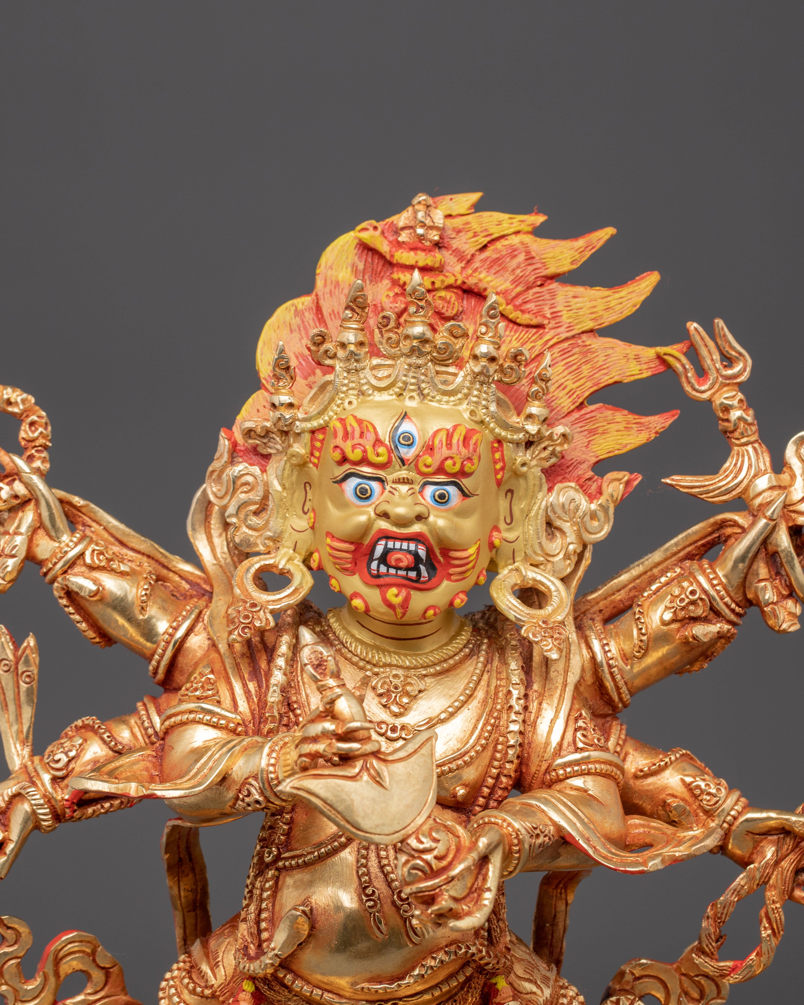Six Armed Mahakala Protector Statue | Wrathful Deity