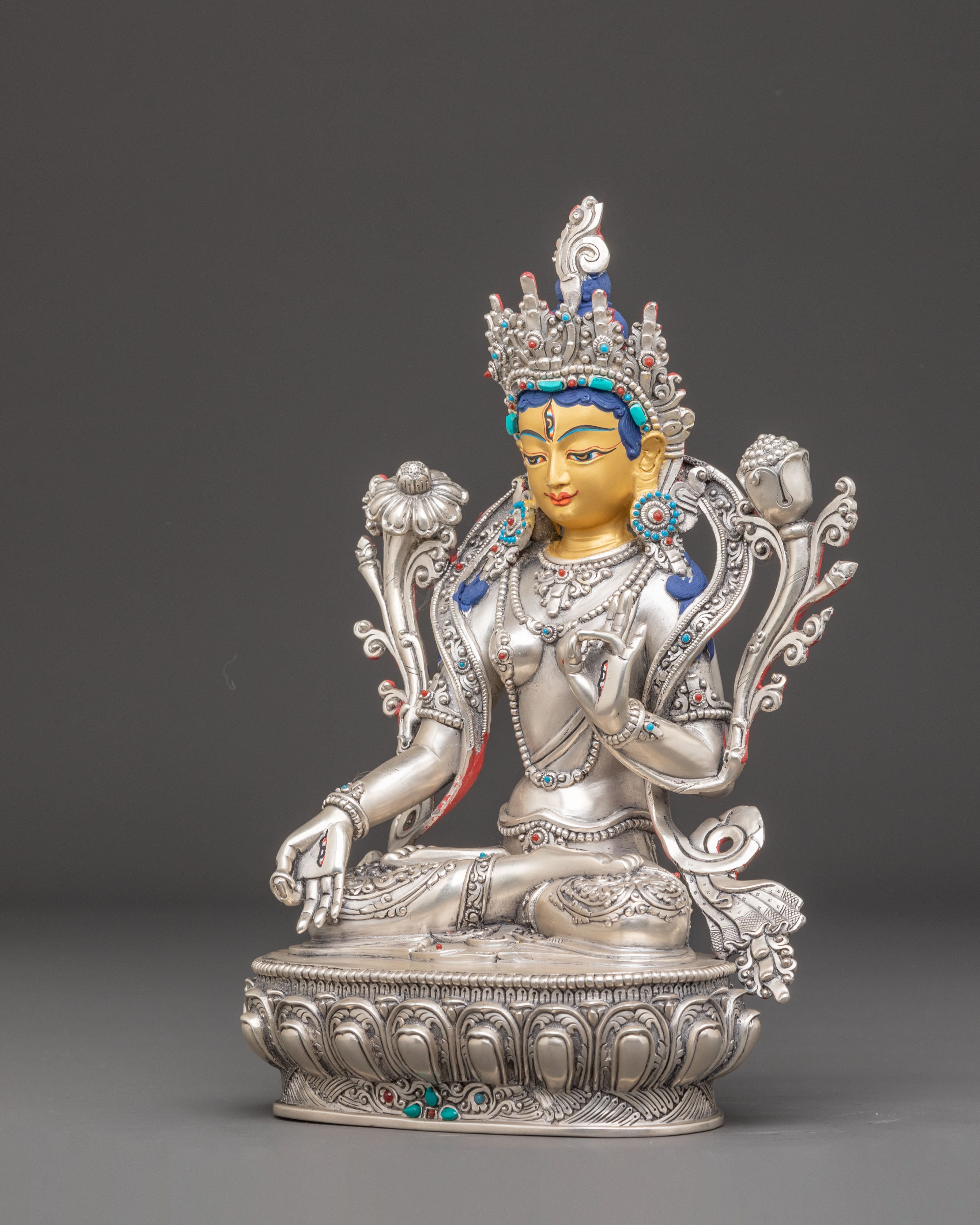 Silver Sita Tara Handmade Statue | Tibetan Buddhist Art