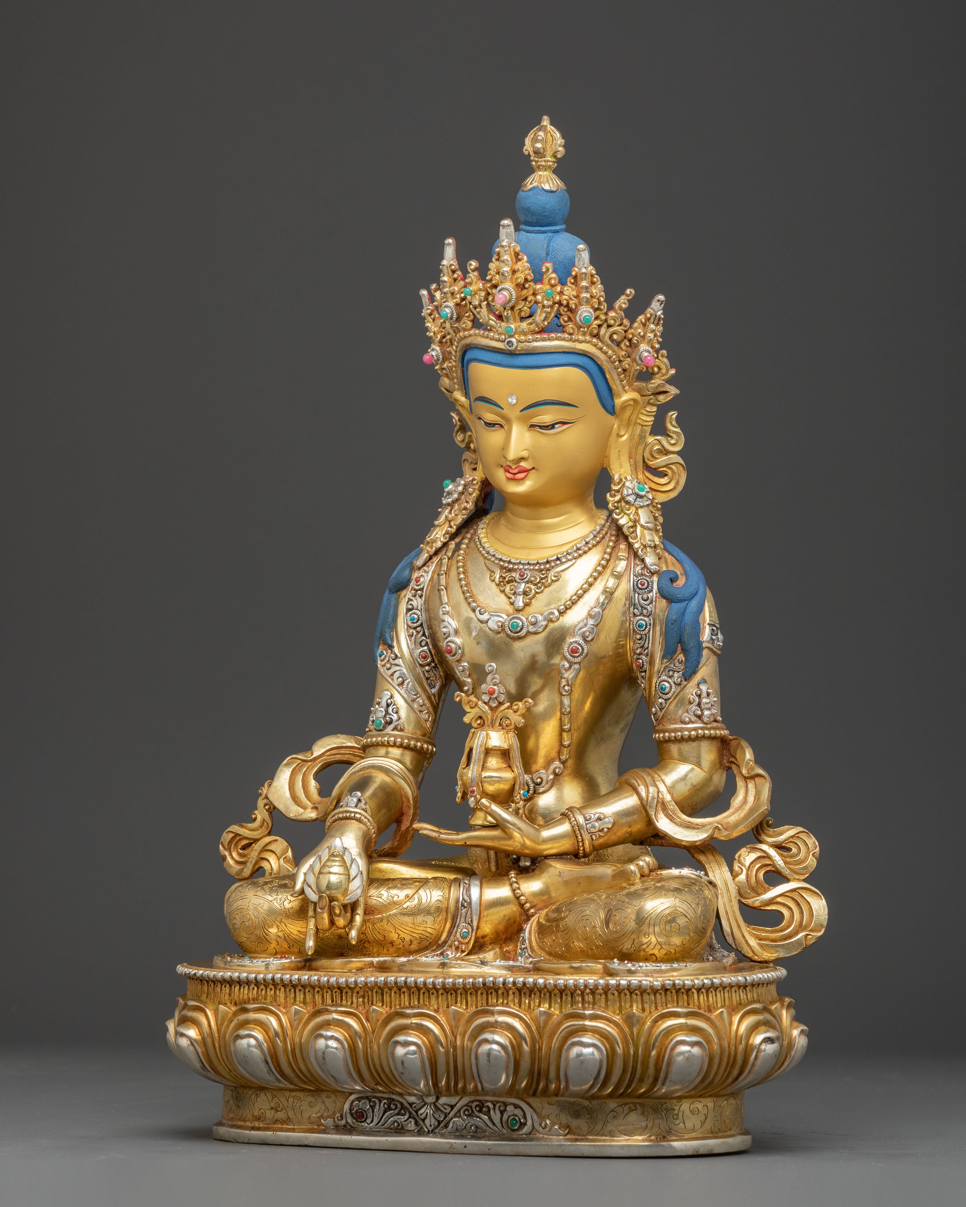 Golden Kshitigarbha Statue: Divine Bodhisattva Deity