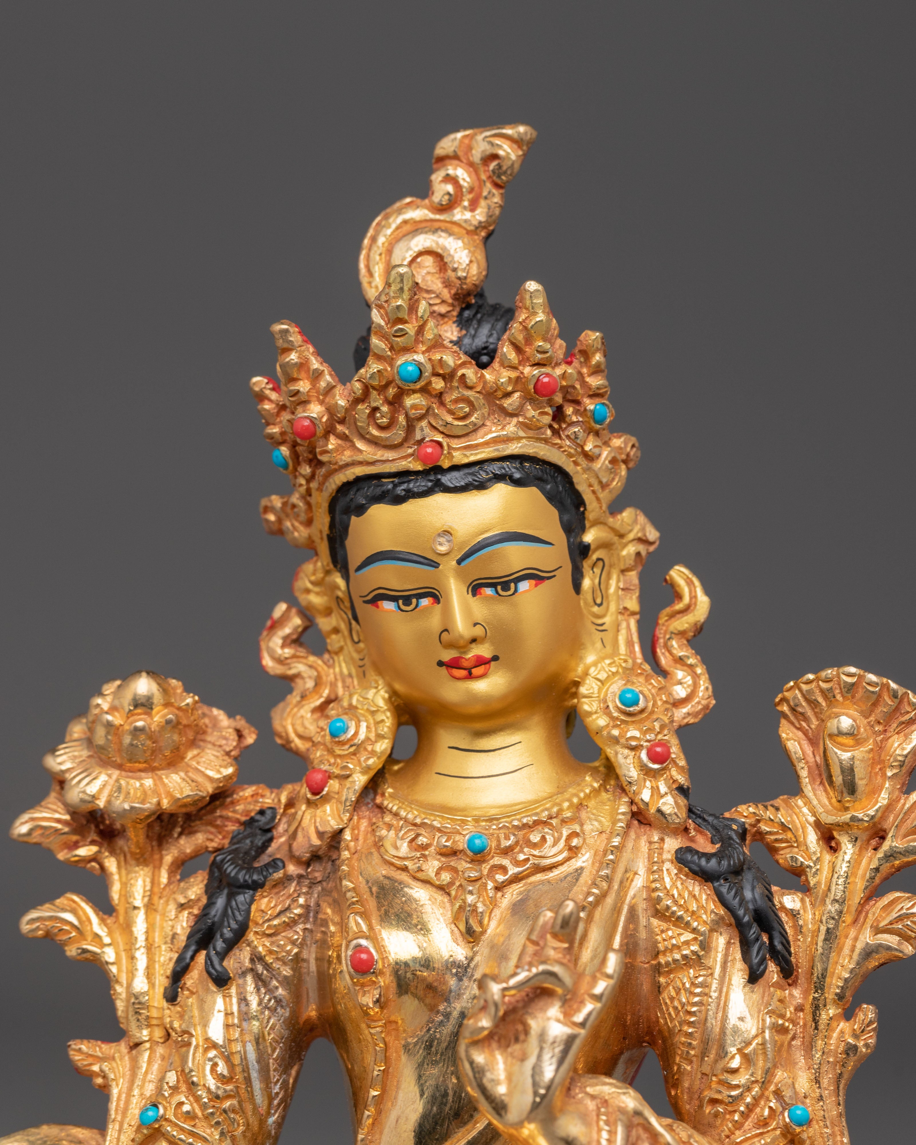 Mother Green Tara Golden Statue | Goddess of Compassion and Swift Protection