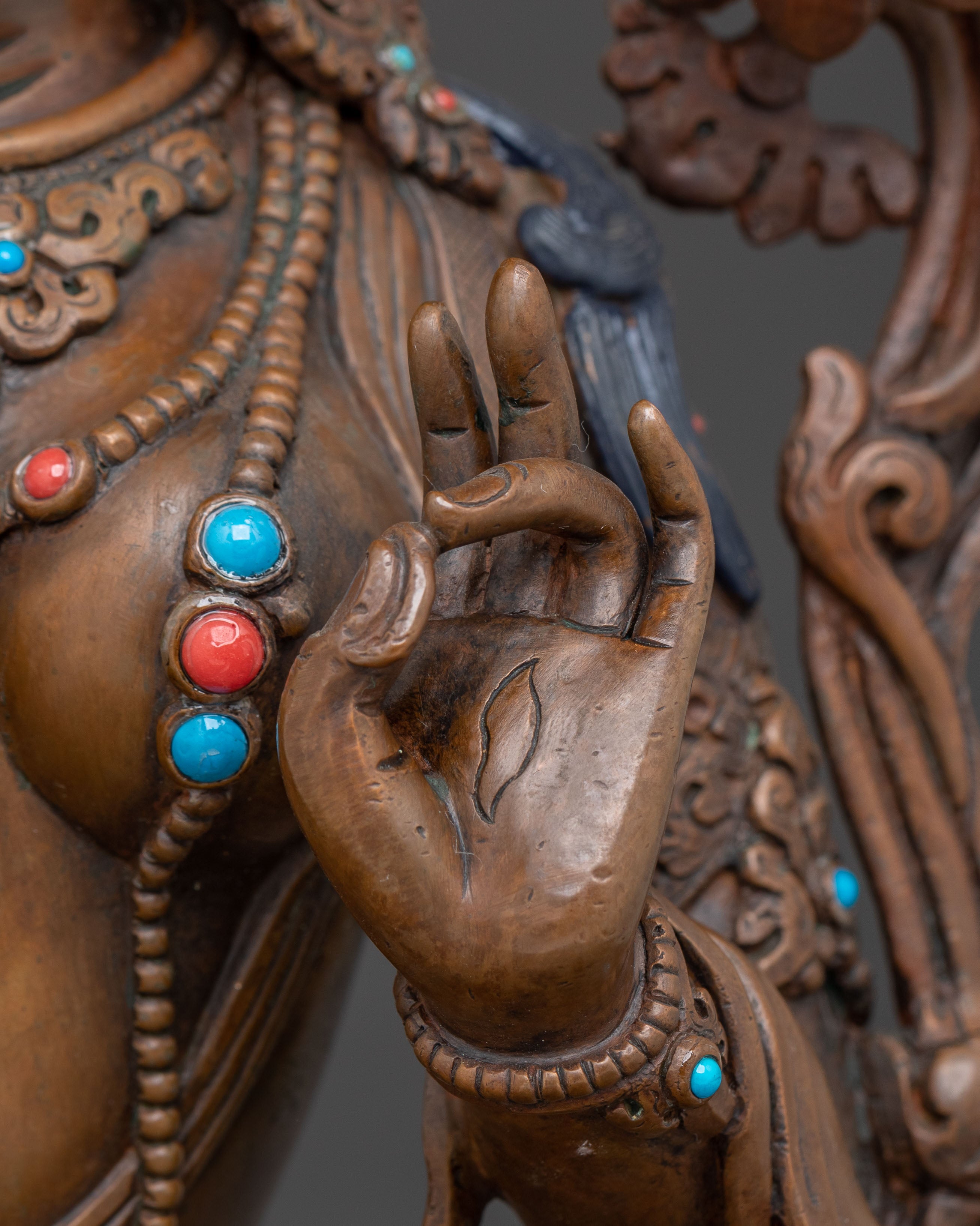 Oxidized Sculpture of Female Bodhisattva White Tara | Divine Protector