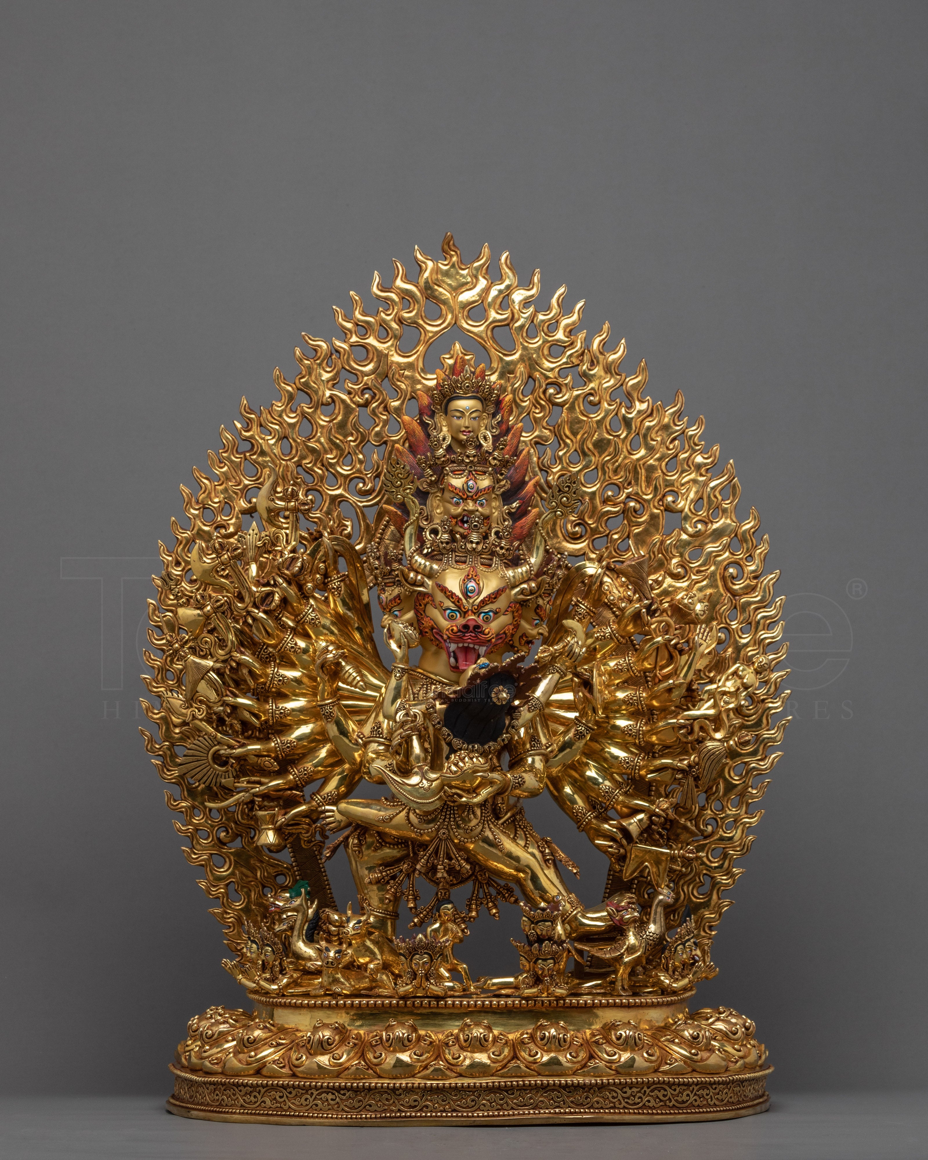Wrathful Yamantaka Statue, A Buffalo Headed Buddhist Sculpture from Nepal